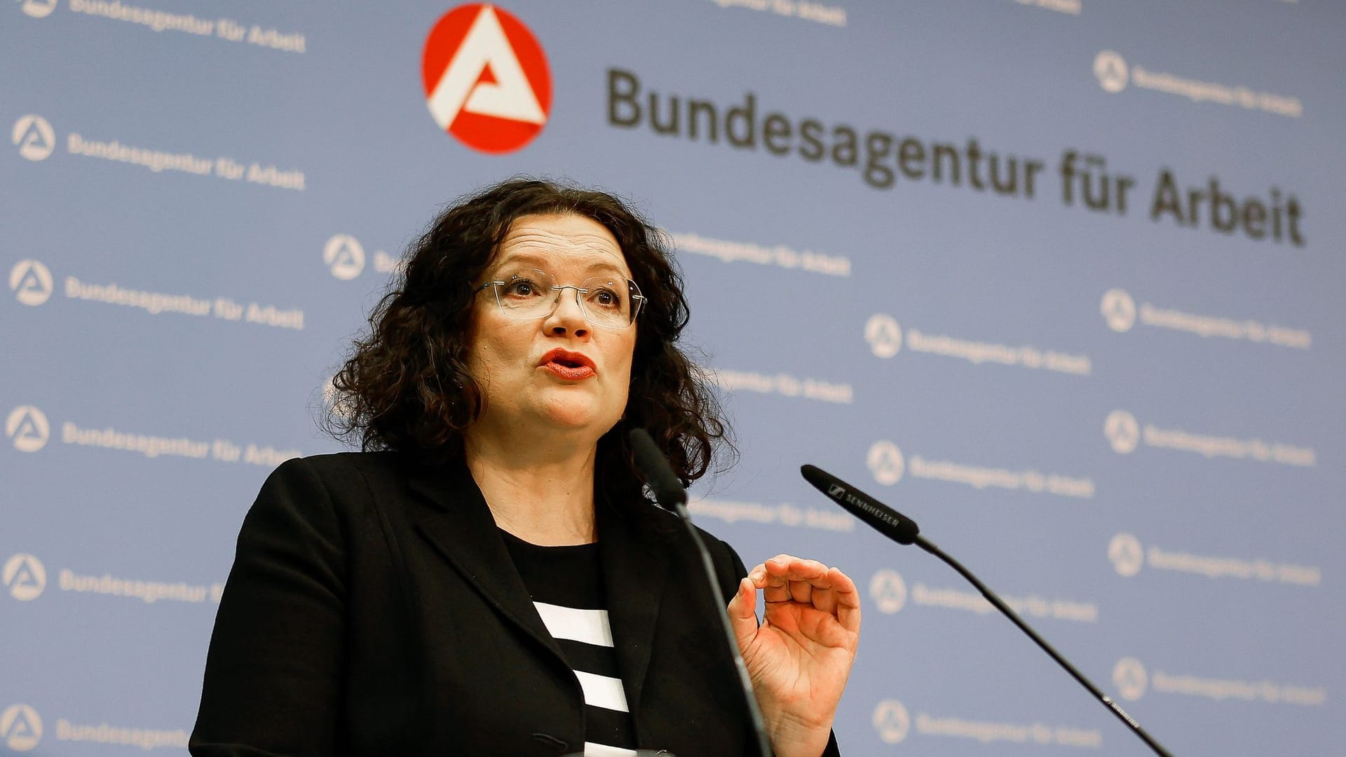 Andrea Nahles, Vorstandsvorsitzende der Bundesagentur für Arbeit: Die Arbeitslosenquote ist zuletzt gestiegen.