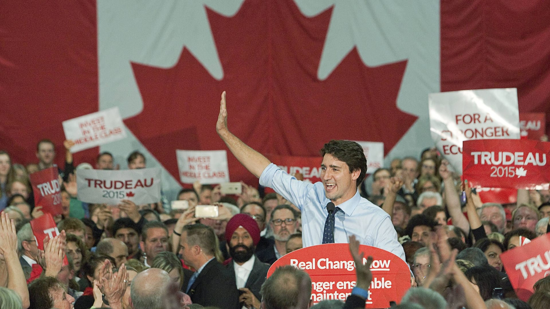 Justin Trudeau während einer Wahlkampfveranstaltung im Jahr 2015.