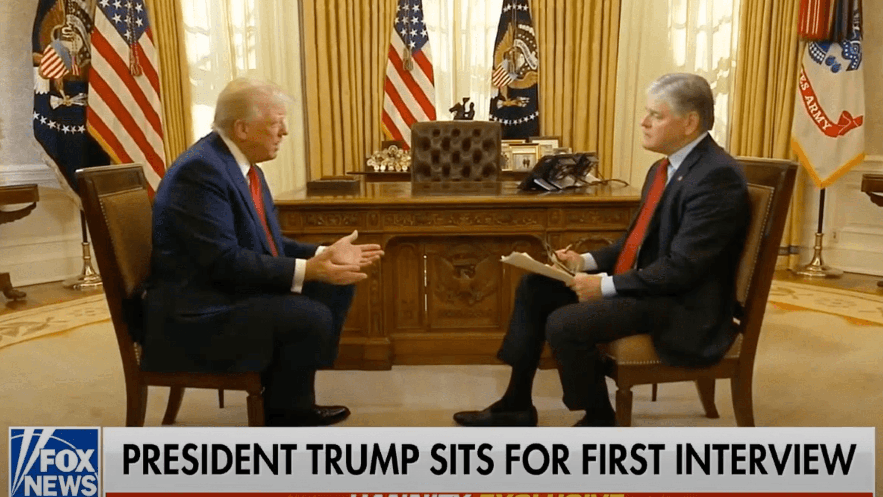 Donald Trump während des Fox-News-Interviews im Oval Office.