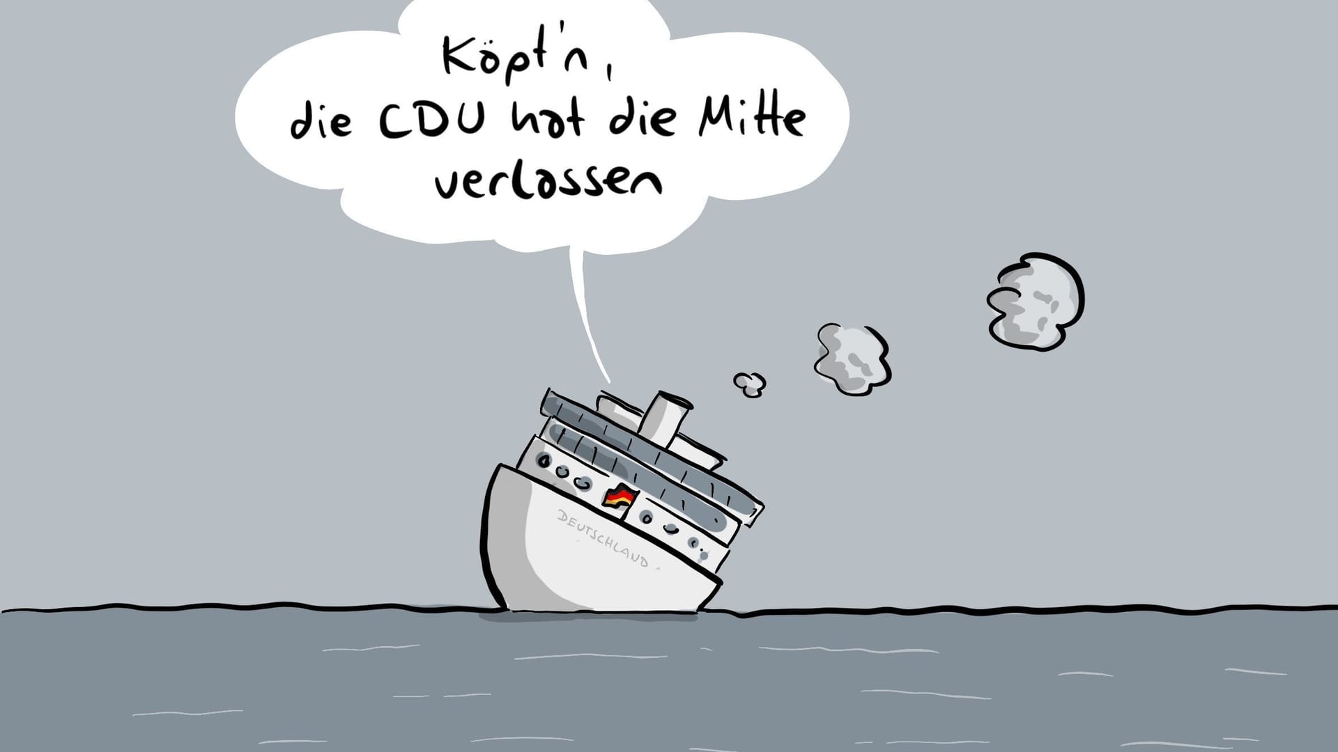 Das Schiff hat Schlagseite.