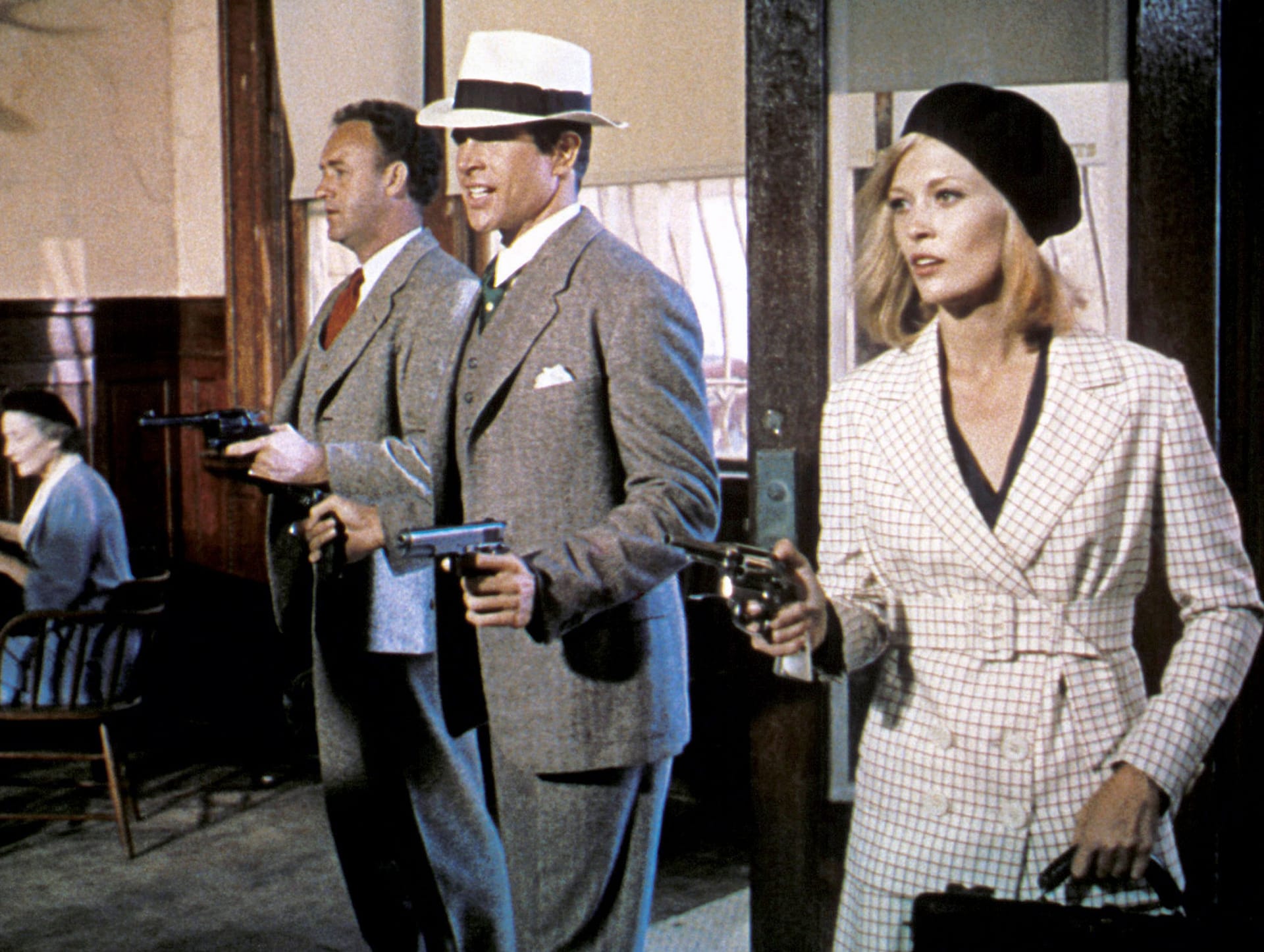 Faye Dunaway an der Seite von Warren Beatty und Gene Hackmann in "Bonnie & Clyde".