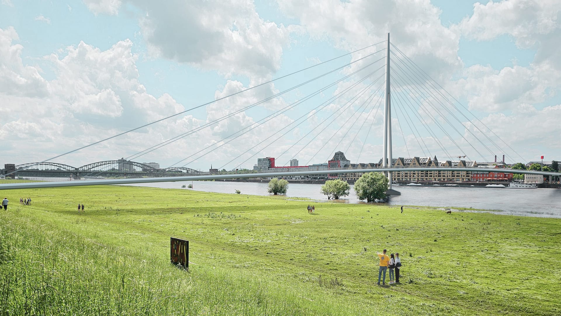 So soll die geplante Rheinbrücke auf Höhe des Ubierrings einmal aussehen.