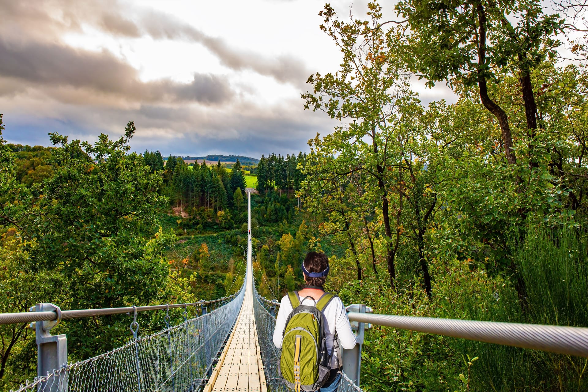 Die Geierlei im Hunsrück: Höhenangst darf man nicht haben, wenn man über die Hängebrücke spazieren will.