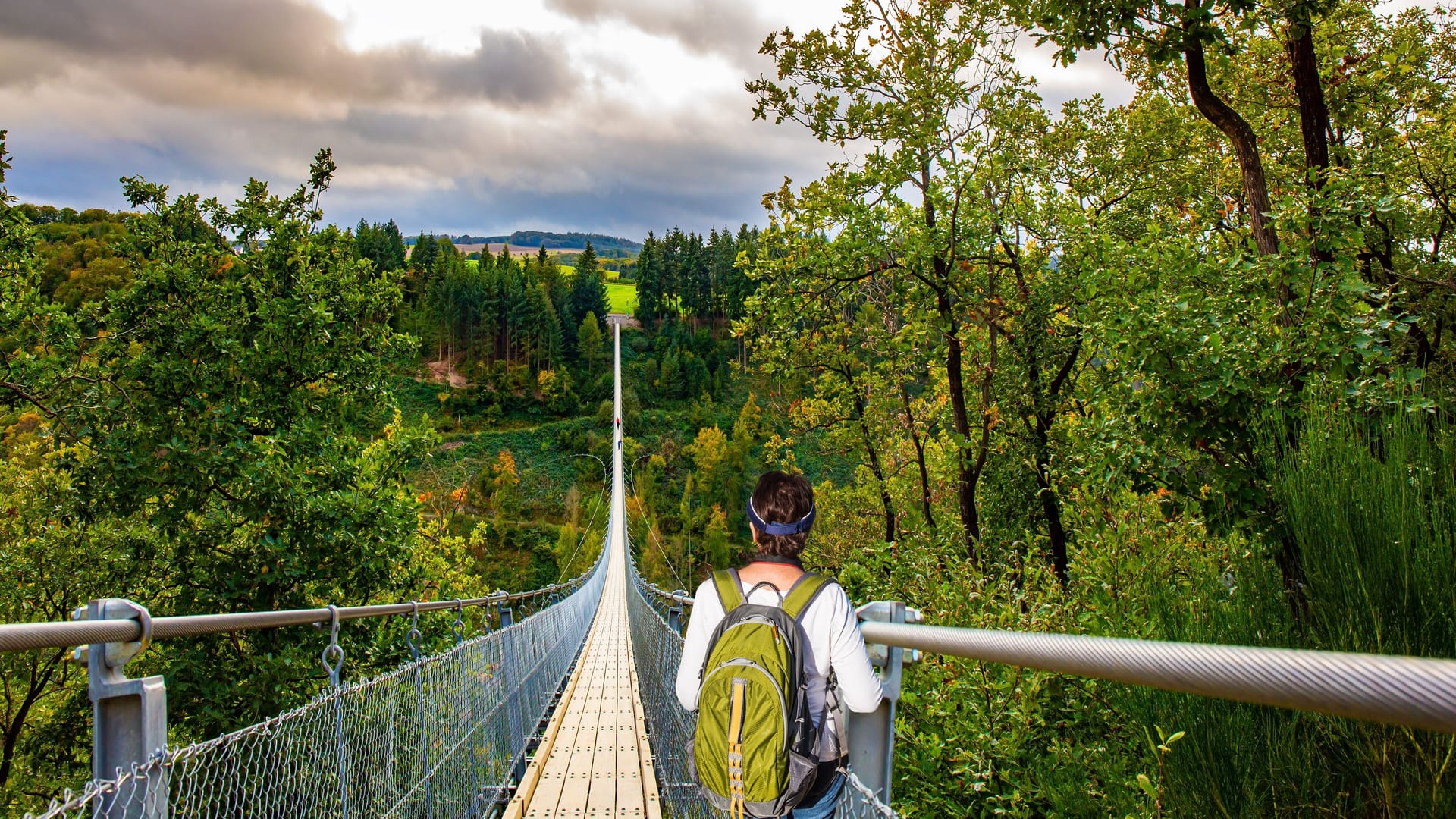 Die Geierlei im Hunsrück: Höhenangst darf man nicht haben, wenn man über die Hängebrücke spazieren will.