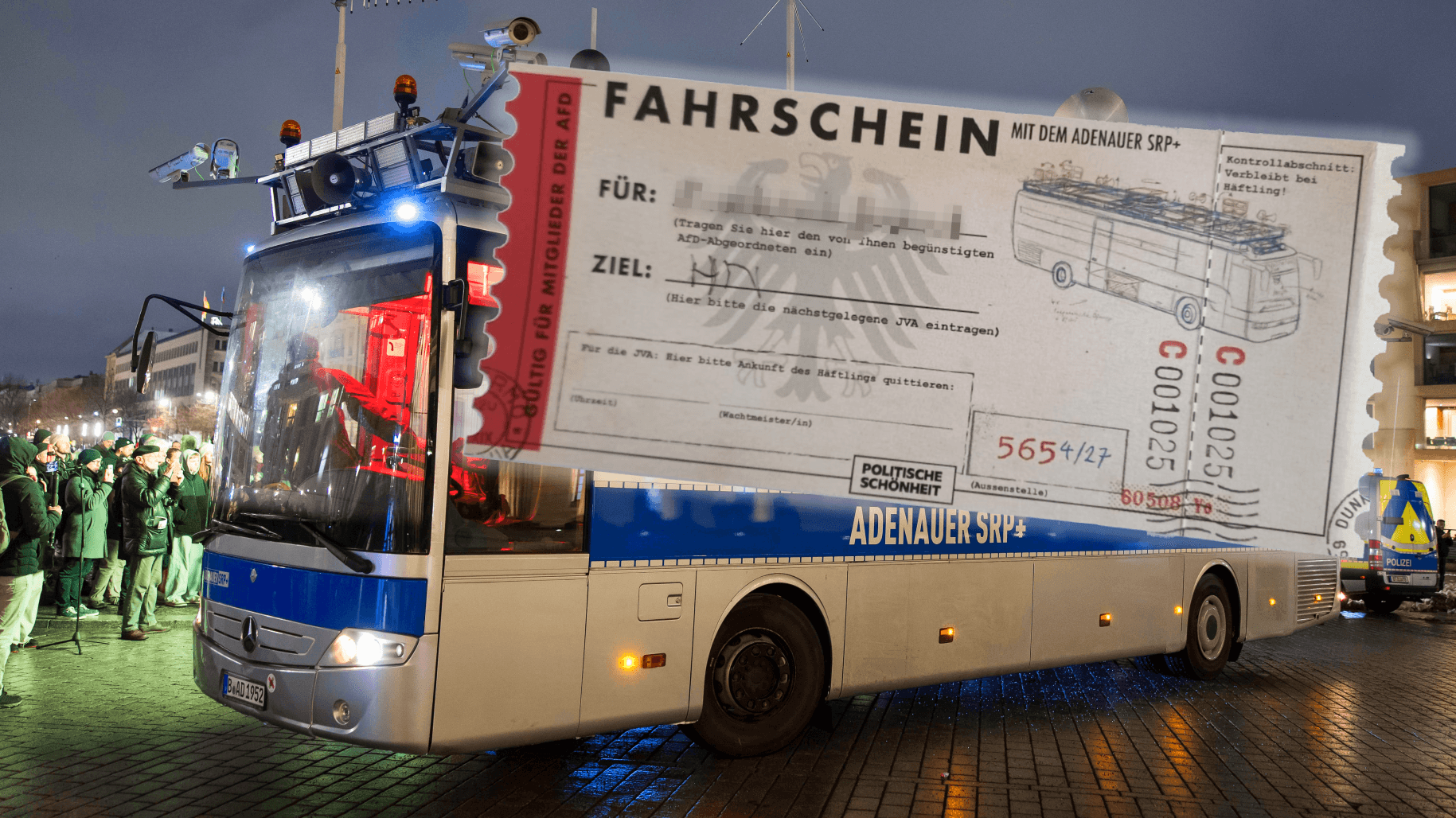 Ticket für Gefangenentransporter: Ein aktives AfD-Mitglied in Heilbronn hat das auf seinen Namen ausgefüllt in seinem Briefkasten gefunden.