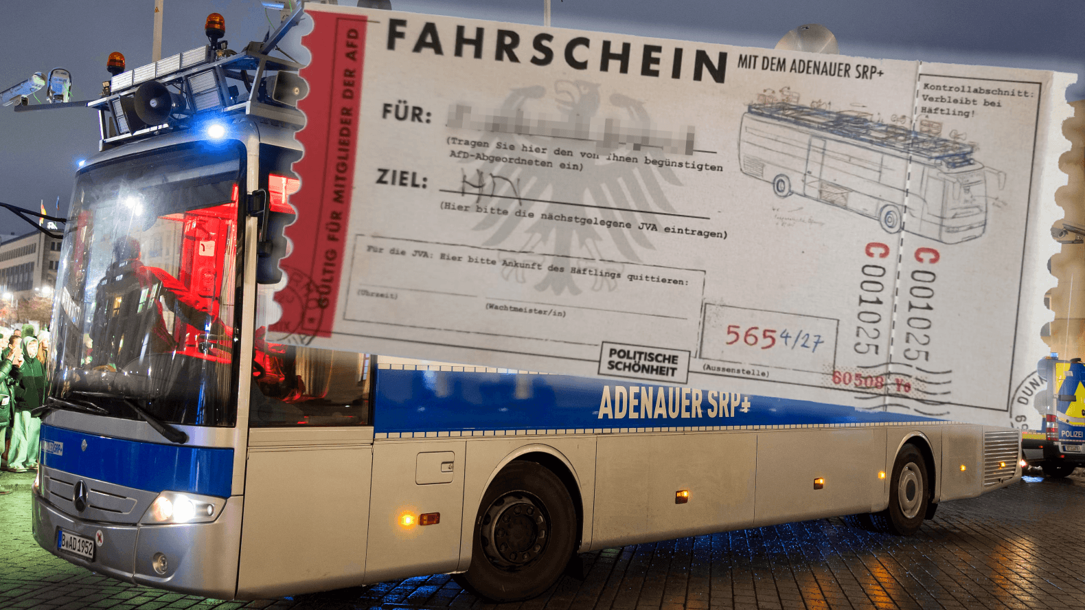 Ticket für Gefangenentransporter: Ein aktives AfD-Mitglied in Heilbronn hat das auf seinen Namen ausgefüllt in seinem Briefkasten gefunden.