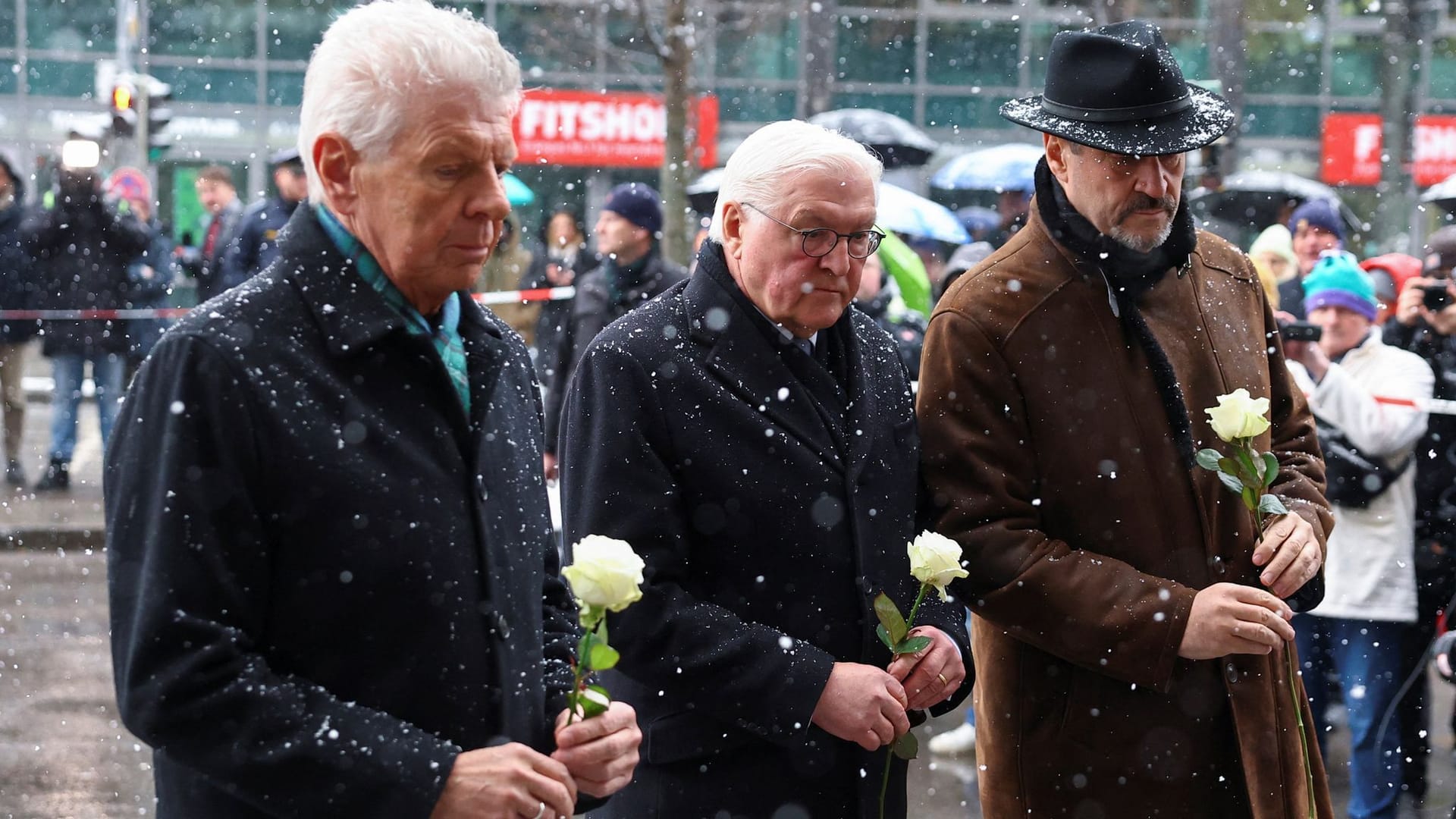 Wreath-laying ceremony at the site of a suspected ramming attack