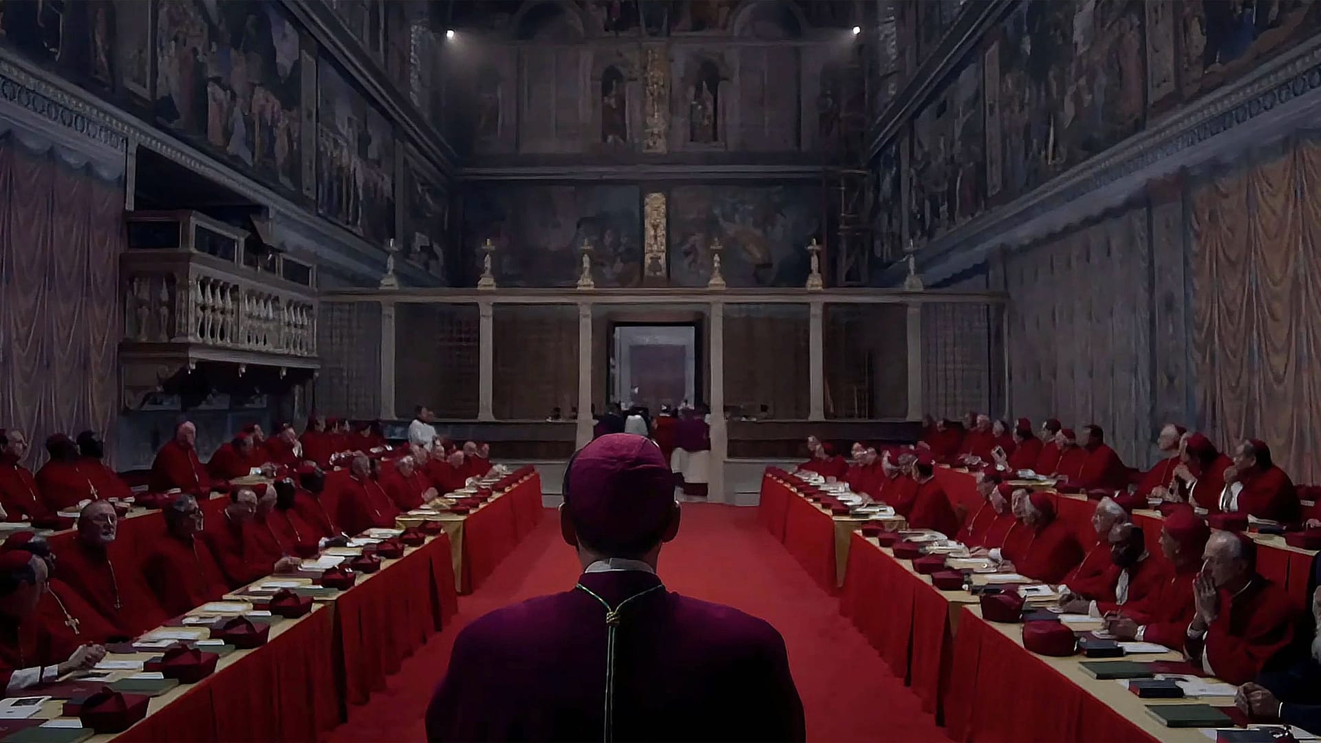 Eine Szene aus dem Film "Konklave". Wenn ein Papst stirbt, wählen Kardinäle einen Nachfolger. 140 von ihnen wären bei einem Konklave aktuell stimmberechtigt.