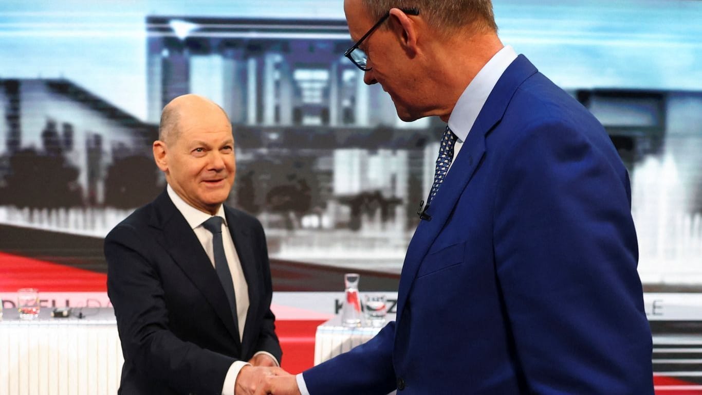 Olaf Scholz (SPD) und Friedrich Merz (CDU) bei einer der zahlreichen TV-Debatten.