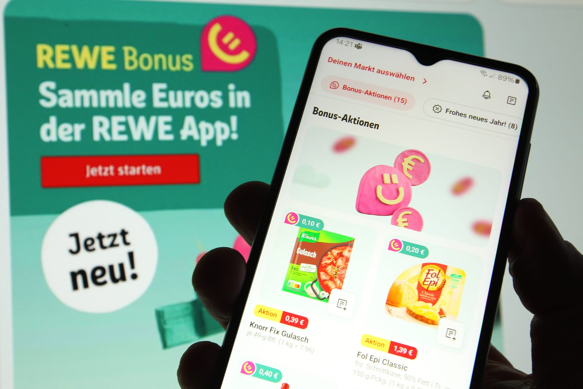 Das Bonusprogramm von Rewe: Kunden können in der App Geld durch ihre Einkäufe sammeln.