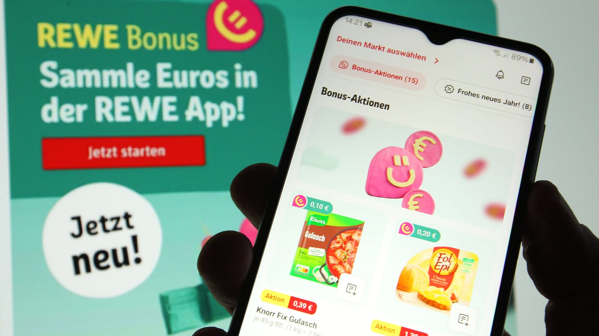 Das Bonusprogramm von Rewe: Kunden können in der App Geld durch ihre Einkäufe sammeln.