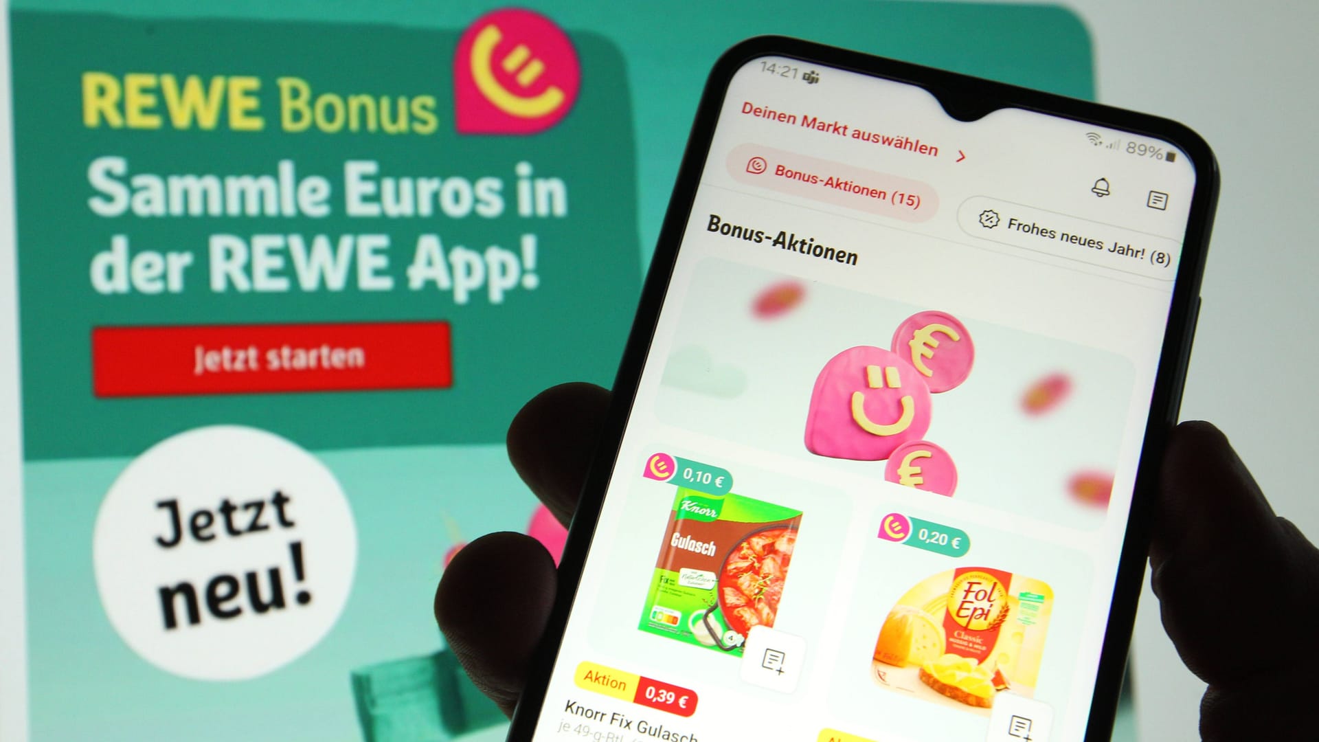 Das Bonusprogramm von Rewe: Kunden können in der App Geld durch ihre Einkäufe sammeln.
