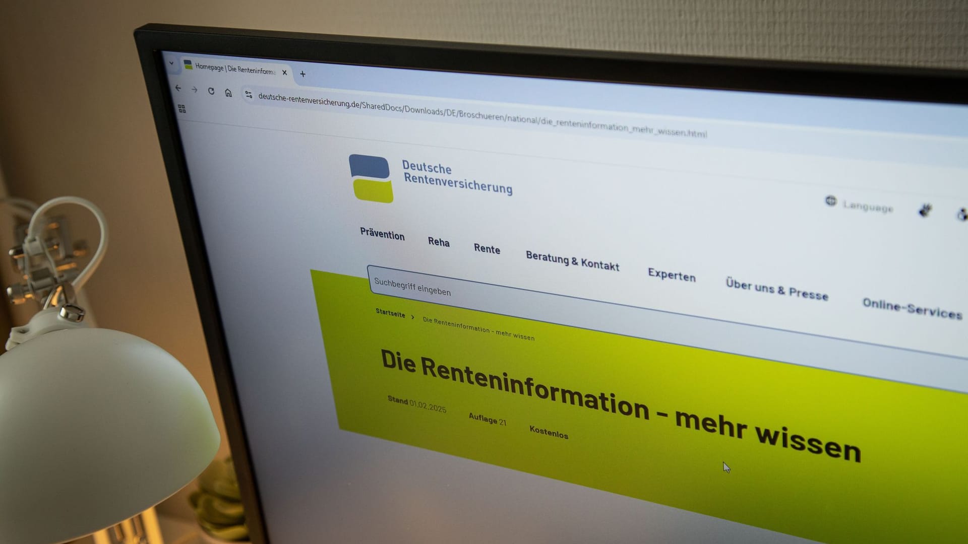 Webseite der Deutschen Rentenversicherung