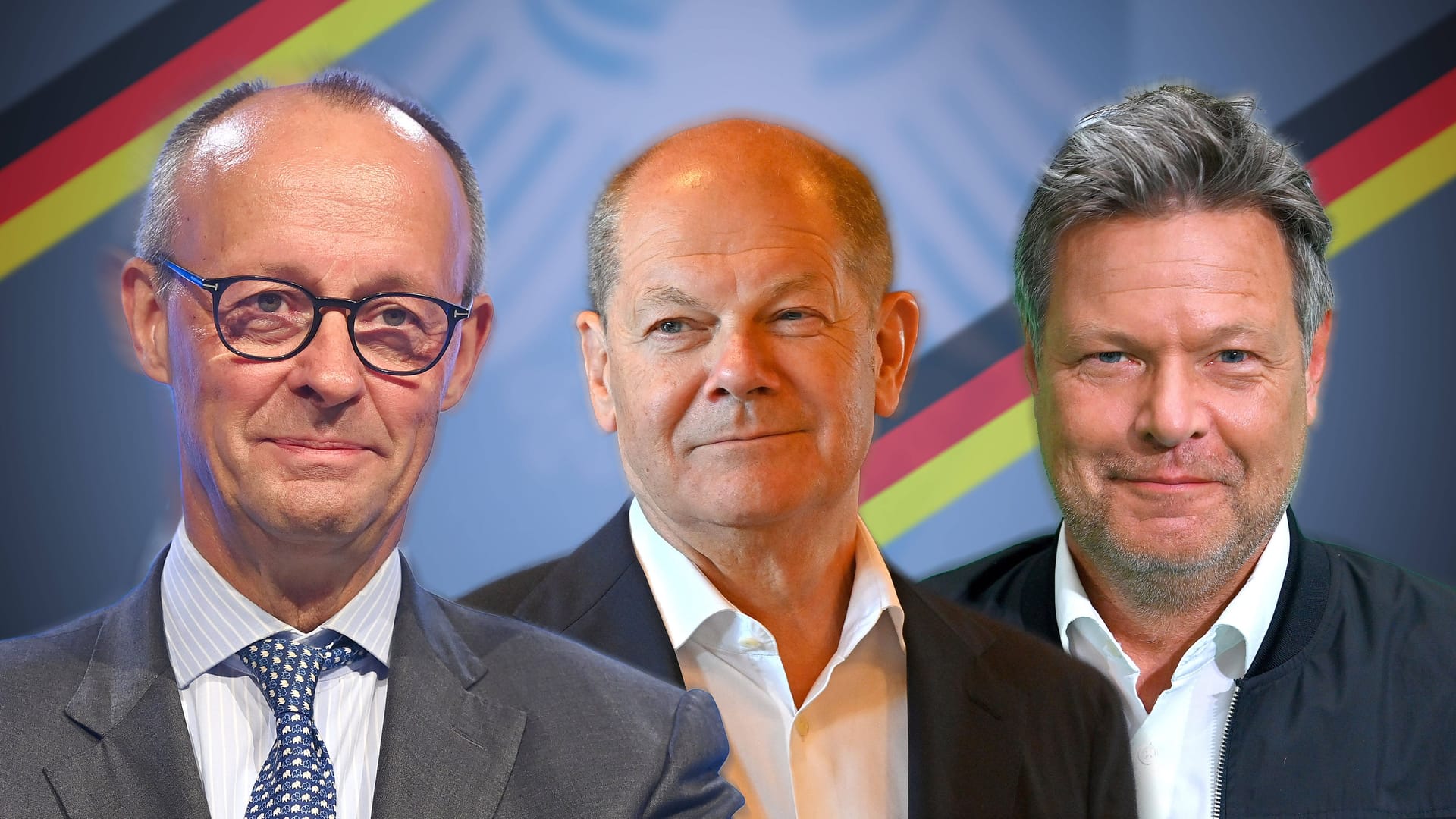 Friedrich Merz (CDU), Olaf Scholz (SPD), Robert Habeck (Grüne): Die Parteien haben unterschiedliche Ideen, um die Rente zu sichern.