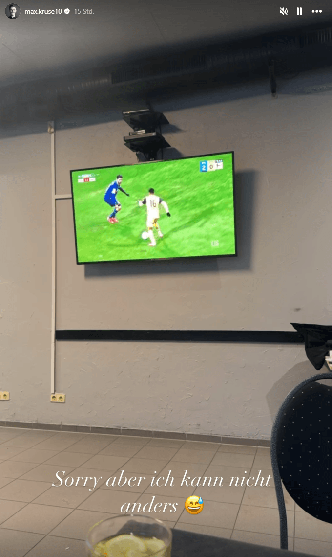 Instagram-Story von Max Kruse: Die Videsequenz unterlegte er mit den Worten "Niko Kovač. Quatsch".