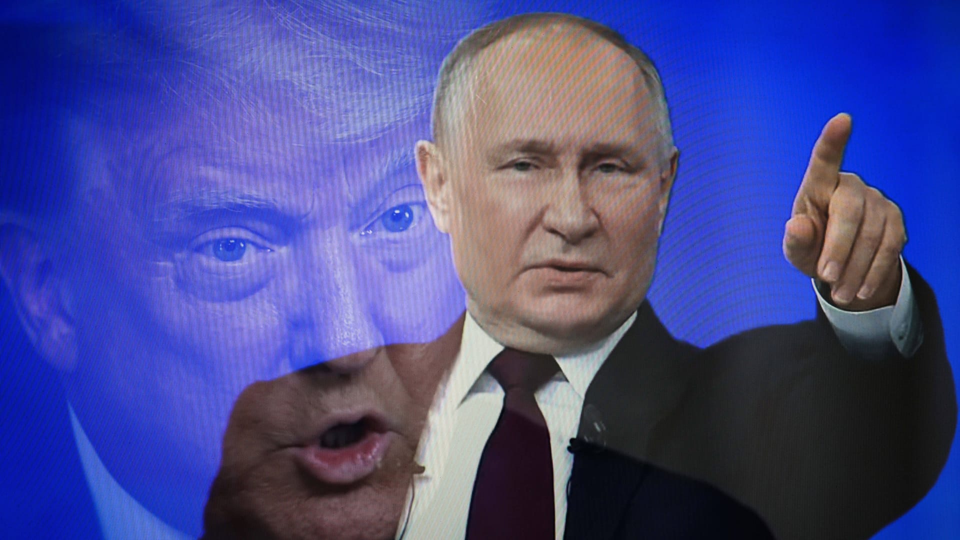 Donald Trump und Wladimir Putin in einer Montage des russischen Fernsehens: Die USA und der Kreml wollen über die Ukraine verhandeln.