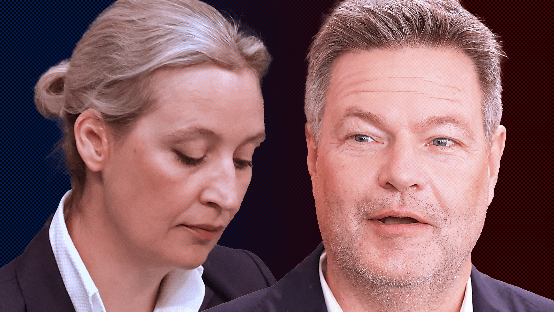 Politische Antipoden: AfD-Chefin Alice Weidel und Grünen-Frontmann Robert Habeck.