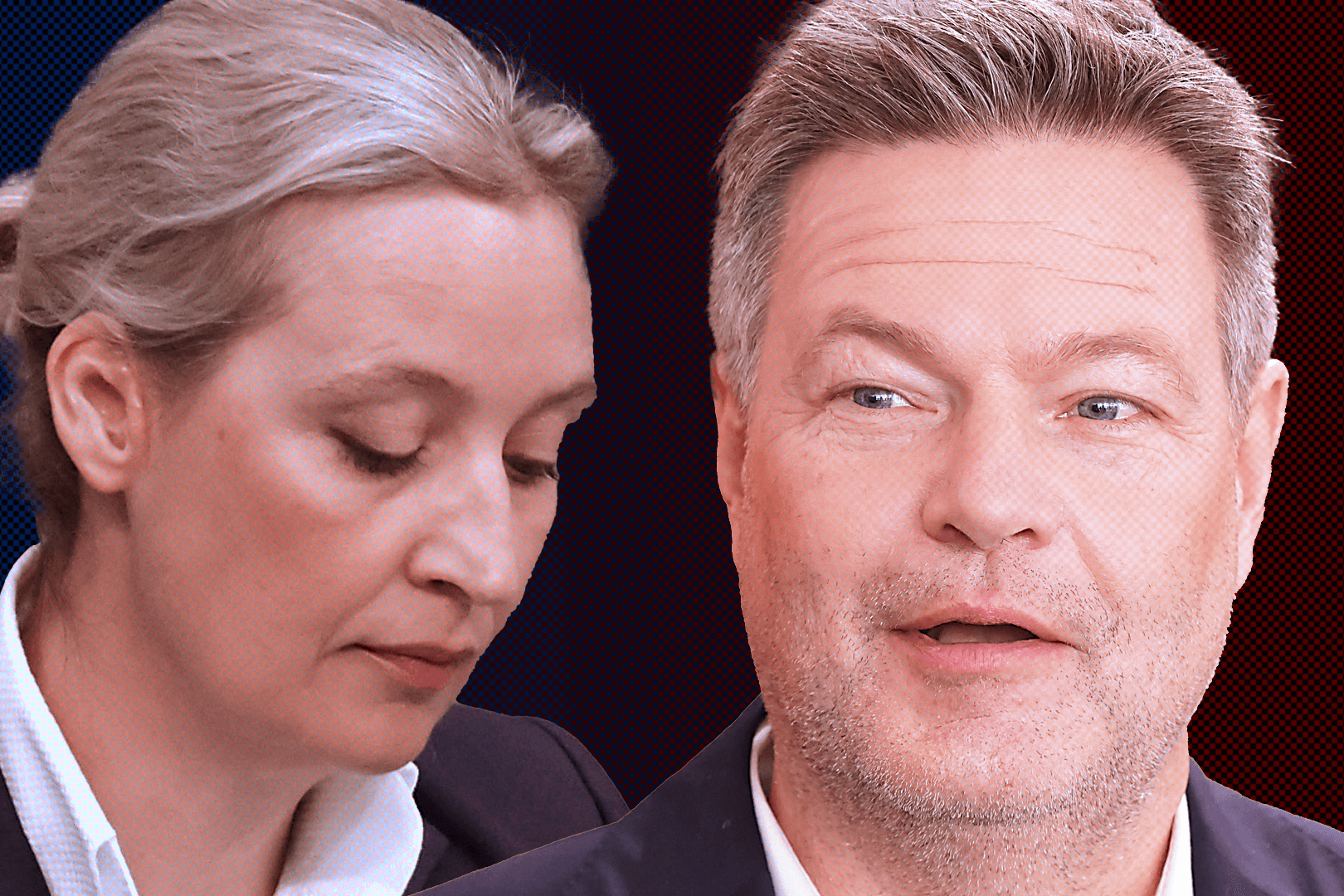 Politische Antipoden: AfD-Chefin Alice Weidel und Grünen-Frontmann Robert Habeck.