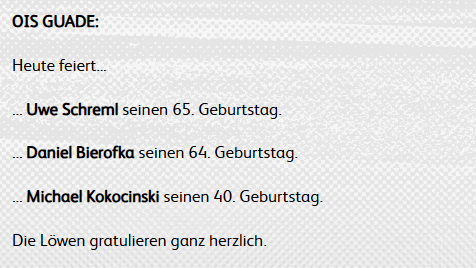 Die "Löwen" gratulieren: Allerdings hat sich dabei ein kleiner, aber feiner Fehler eingeschlichen.