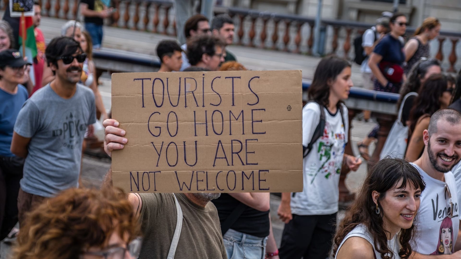 Demonstration gegen Massentourismus in Barcelona