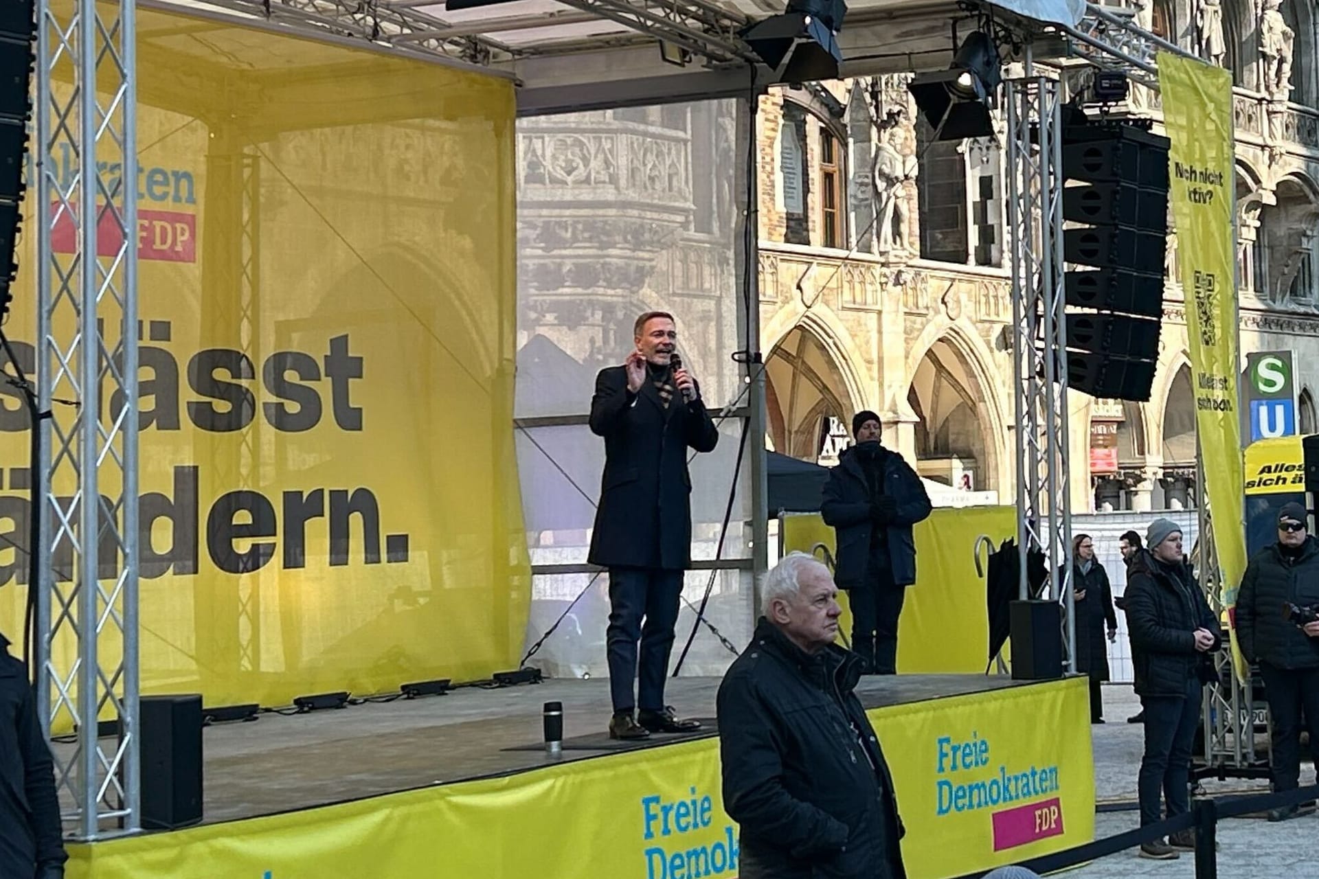 FDP-Chef Christian Lindner: Er sprach am Dienstag auf dem Marienplatz.