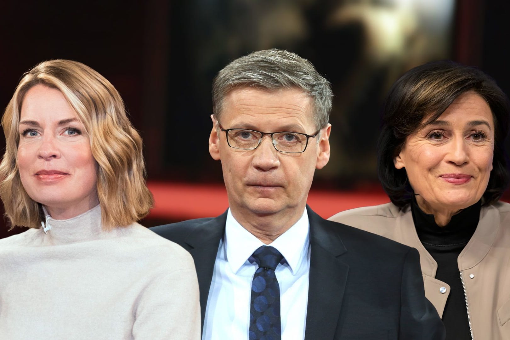 Jessy Wellmer, Günther Jauch und Sandra Maischberger: Drei der Protagonisten unter der Schar der TV-Moderatoren.