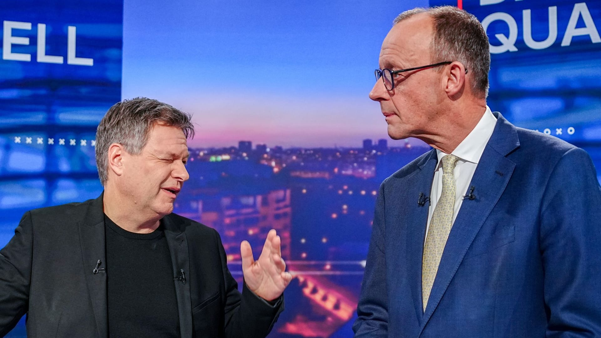 Robert Habeck und Friedrich Merz: Beim TV-Quadrell diskutierten die Kanzlerkandidaten hitzig.