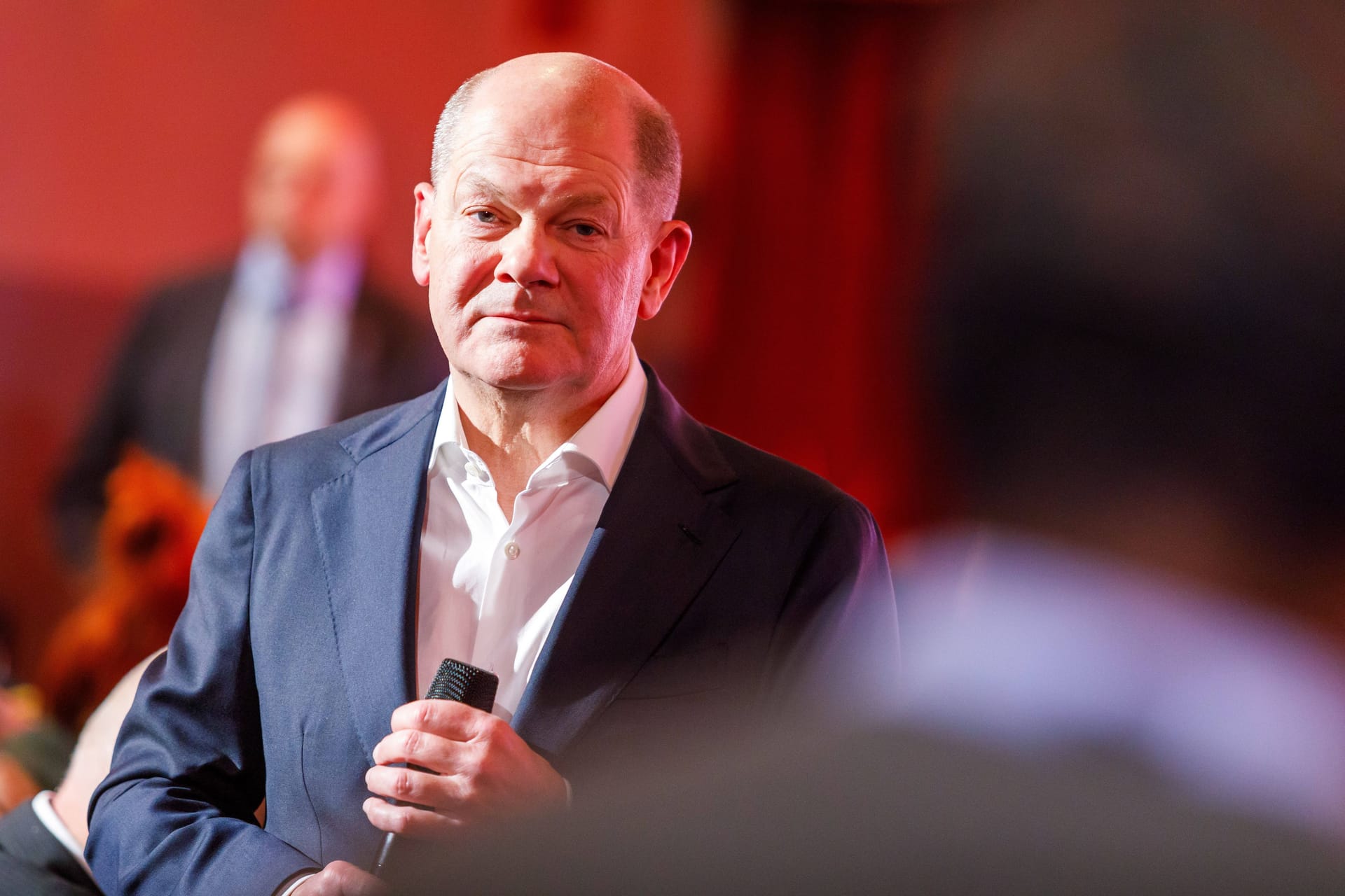 Olaf Scholz (SPD) spricht bei einer Wahlkampfveranstaltung in Cottbus.