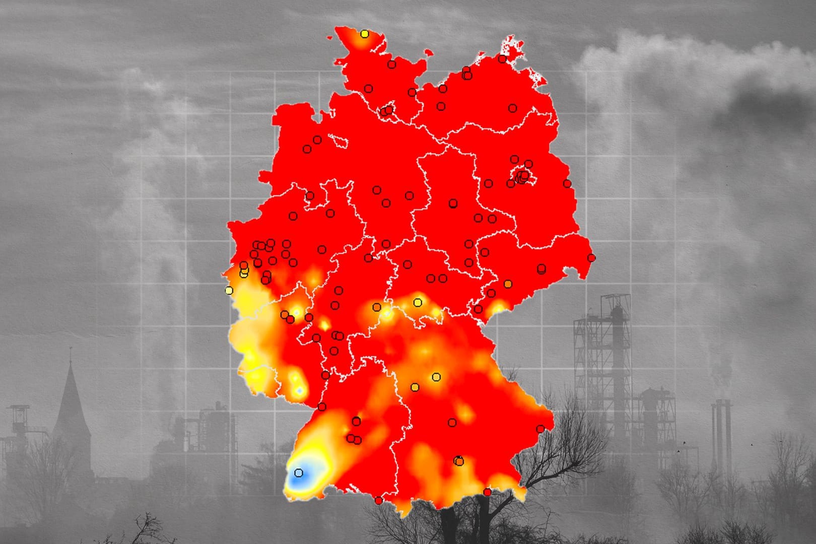 Die Werte der Feinstaubkonzentration in Deutschland sind so hoch wie seit Jahren nicht mehr. Eine Smog-Glocke hängt über dem Land.