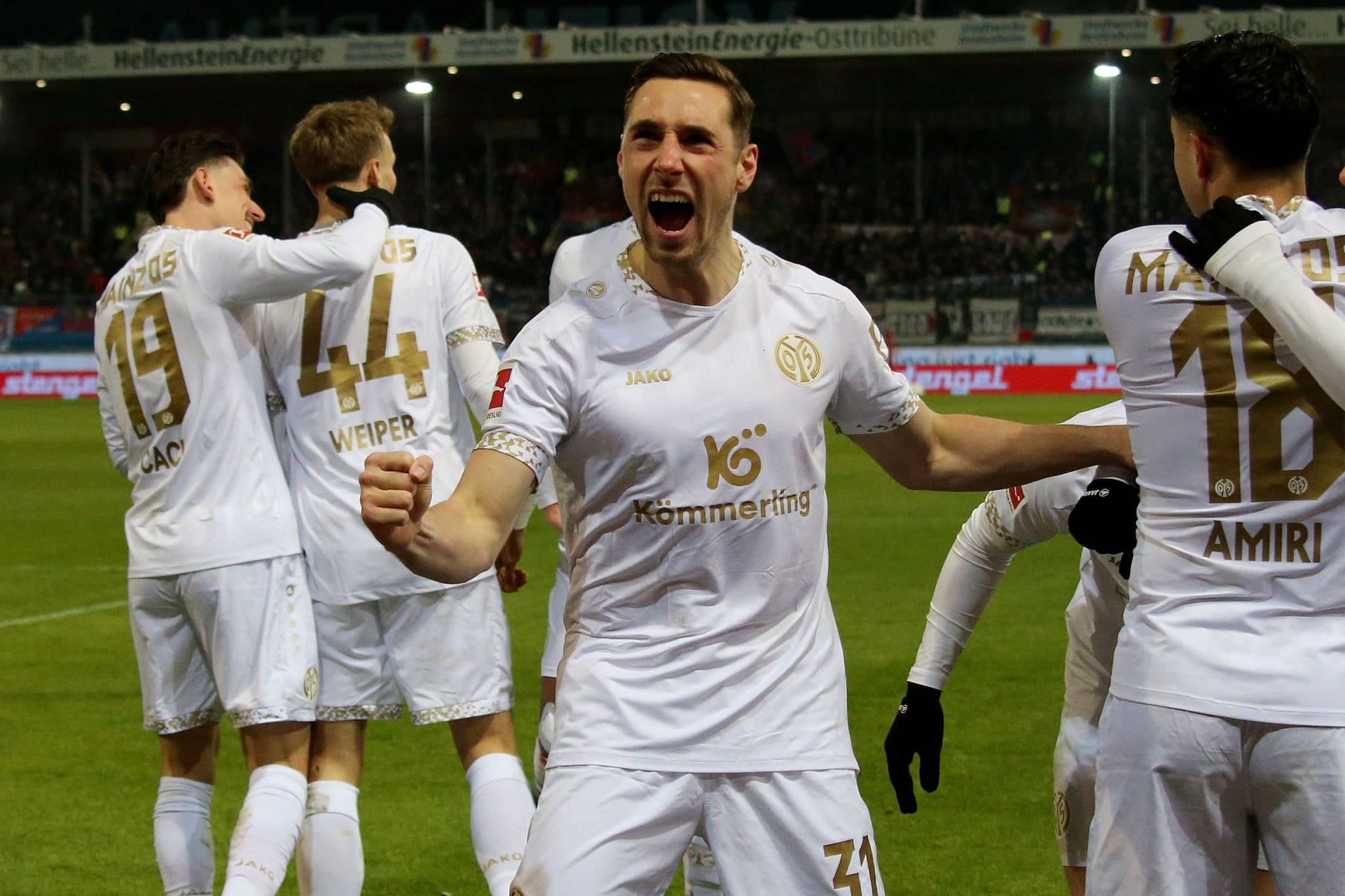 Klare Verhältnisse: Jubel bei den Mainzern im Spiel beim 1. FC Heidenheim.