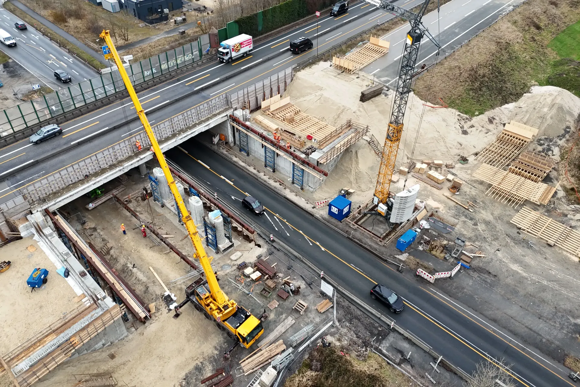 Aufnahme der Baustelle bei Bremerhaven-Wulsdorf: Die Sperrung erstrecke sich über das gesamte Wochenende.