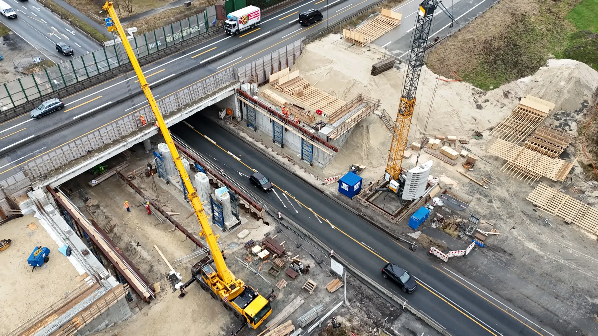 Aufnahme der Baustelle bei Bremerhaven-Wulsdorf: Die Sperrung erstrecke sich über das gesamte Wochenende.