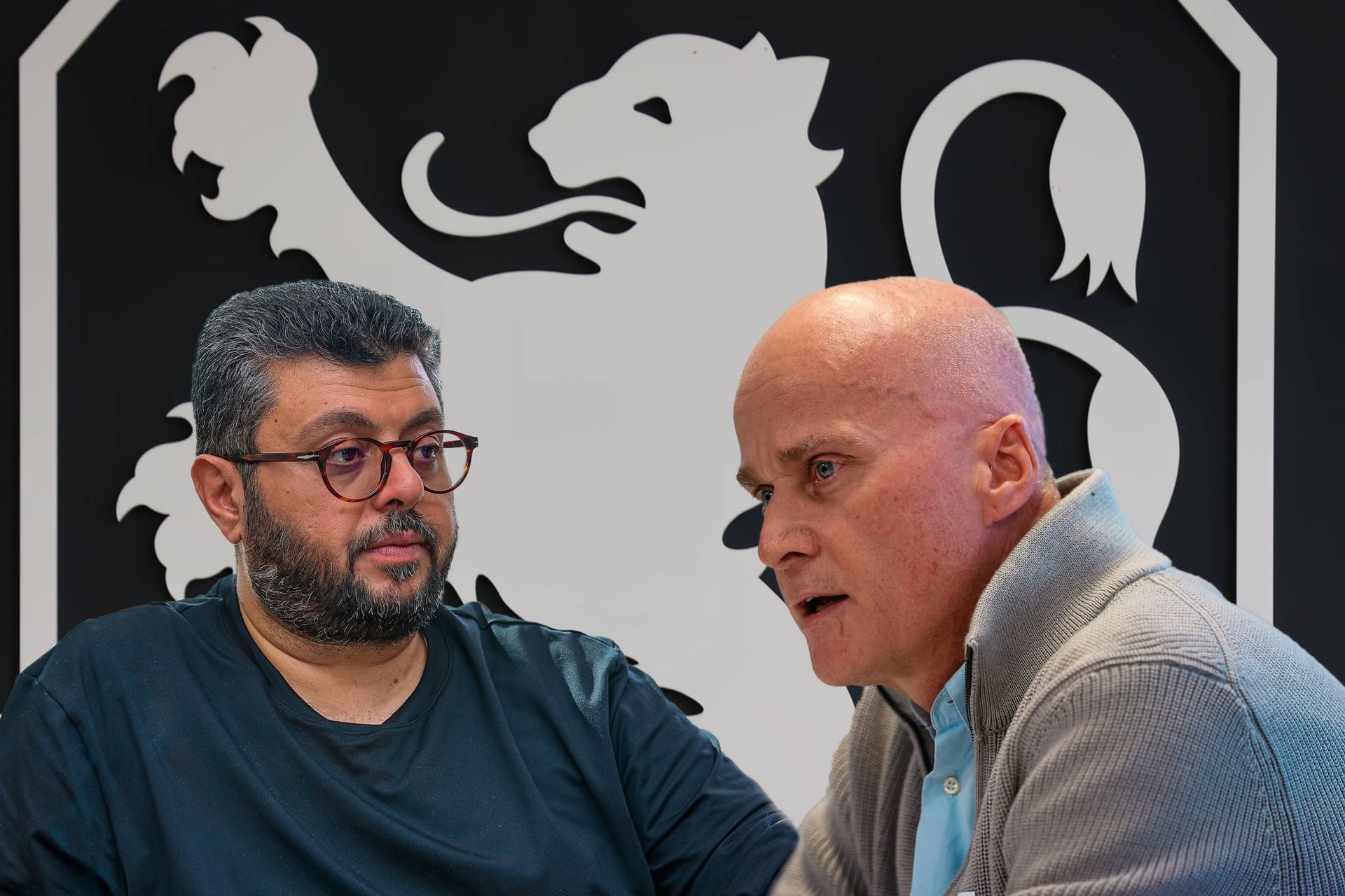 "Löwen"-Investor Hasan Ismaik (l.) und TSV-Präsident Robert Reisinger (r.):