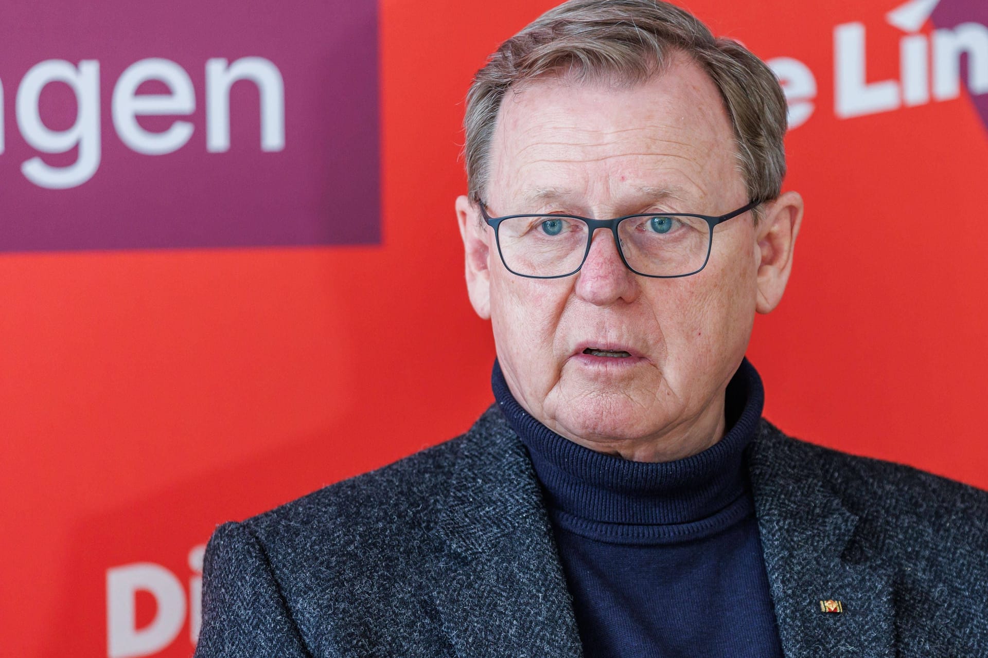 Bodo Ramelow (Die Linke), ehemaliger Ministerpräsident, bei einer Pressekonferenz.