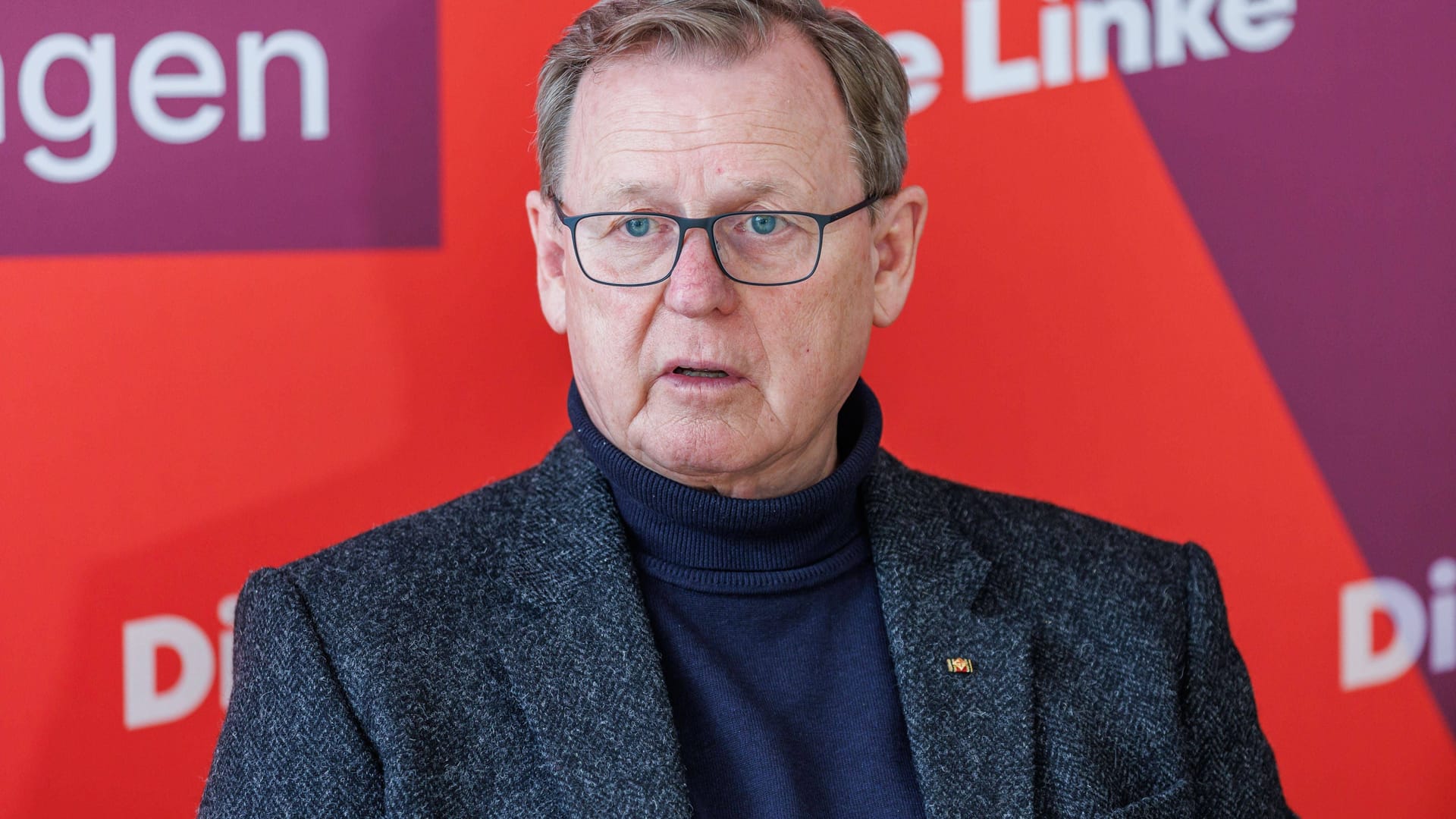 Bodo Ramelow (Die Linke), ehemaliger Ministerpräsident, bei einer Pressekonferenz.