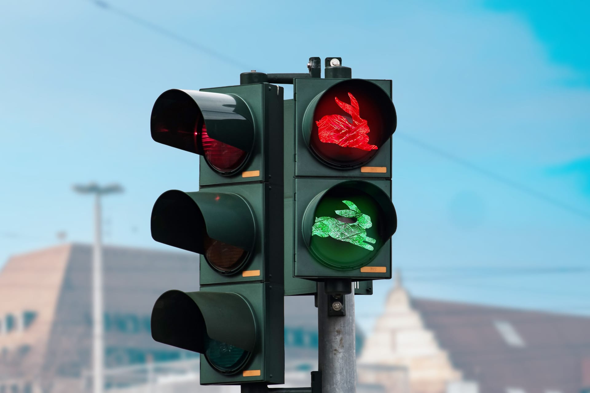 Hasen anstatt Ampelmännchen (Fotomontage): Die SPD wünscht sich Dürer Hasen für manche Ampeln in Nürnberg.