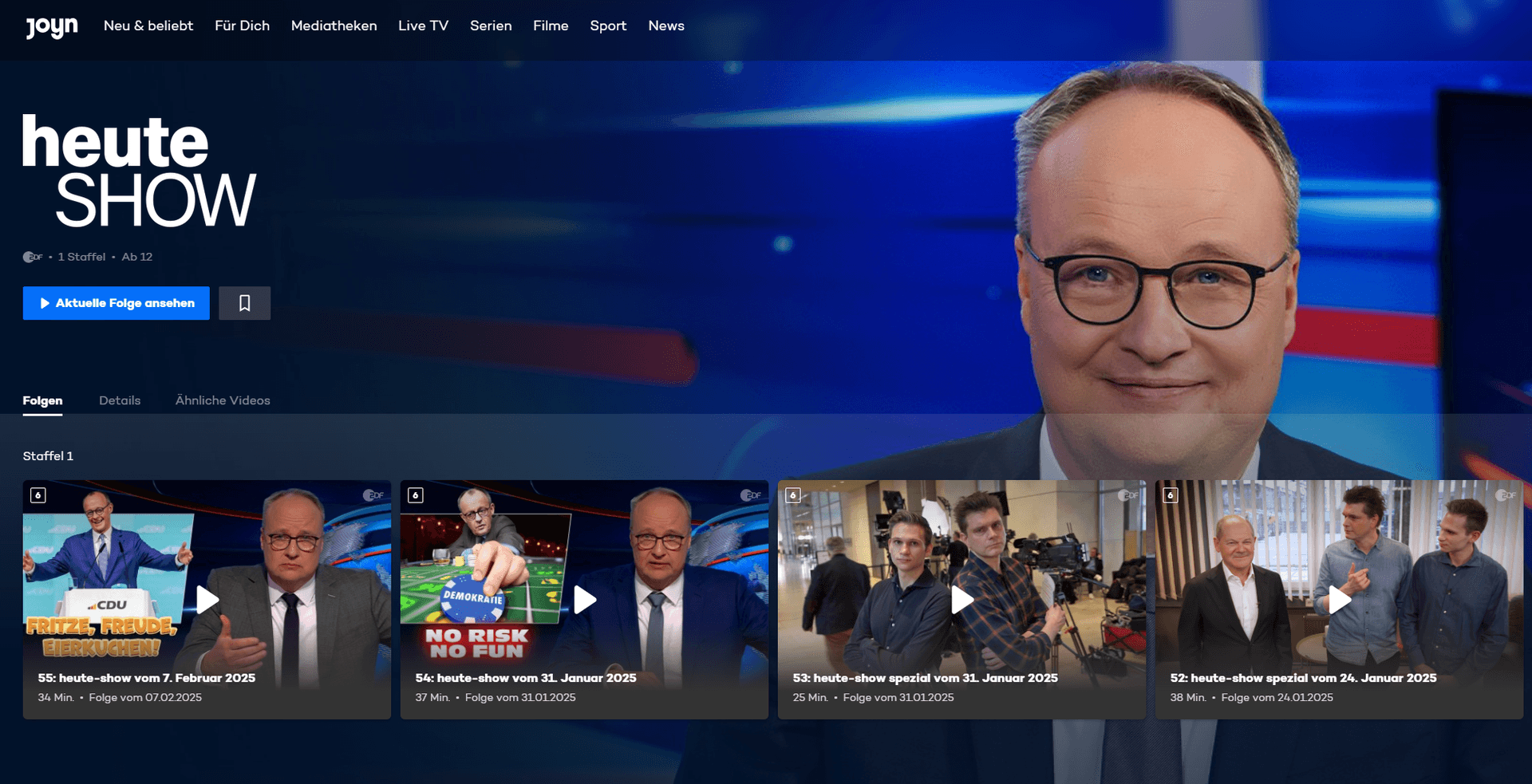 "Heute Show" bei Joyn: Ein gewöhnungsbedürftiges Bild.