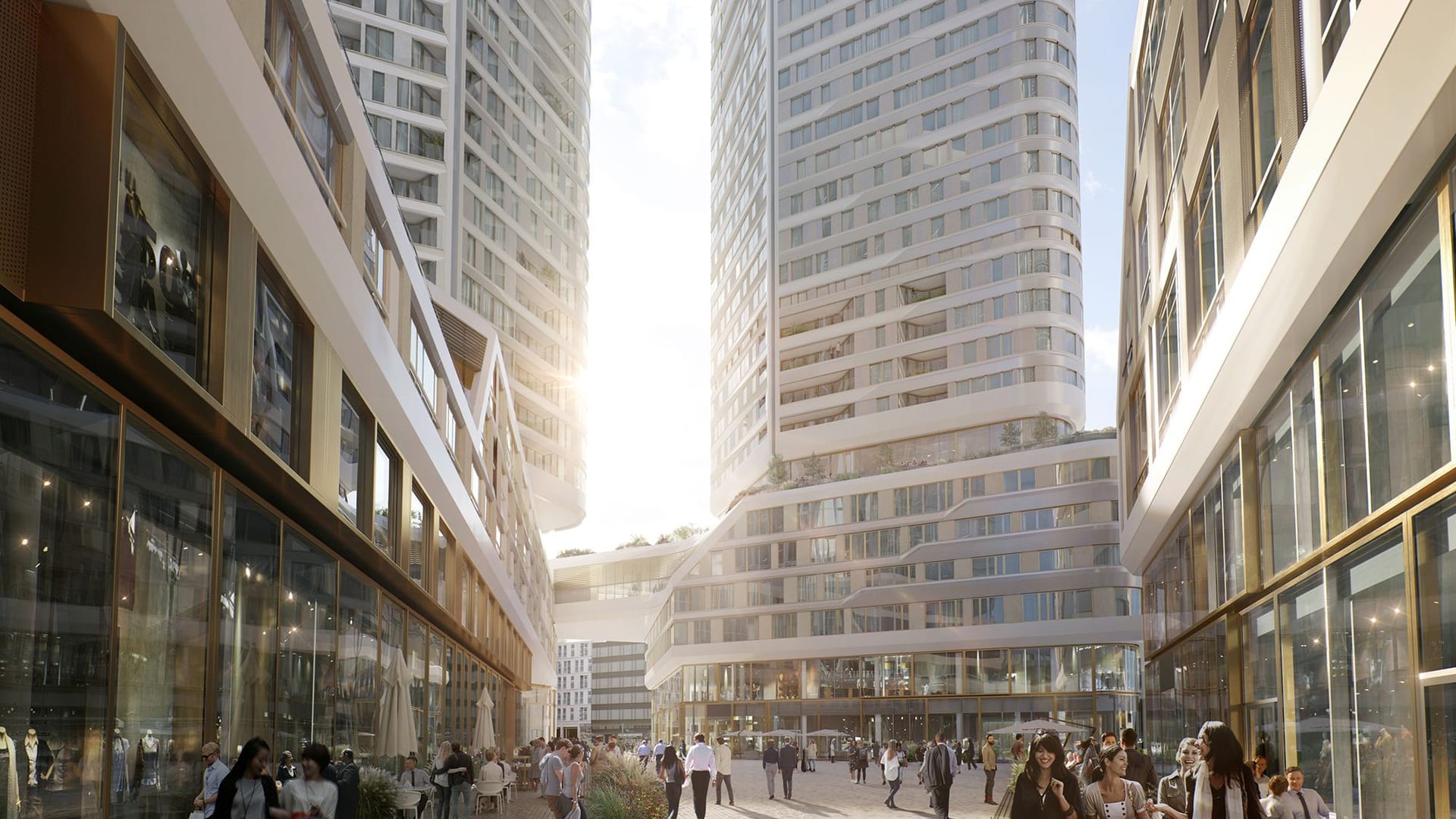 "Four Frankfurt" (Archivfoto): Die neue Food Hall soll Ende 2025 im Hochhaus-Ensemble eröffnet werden.