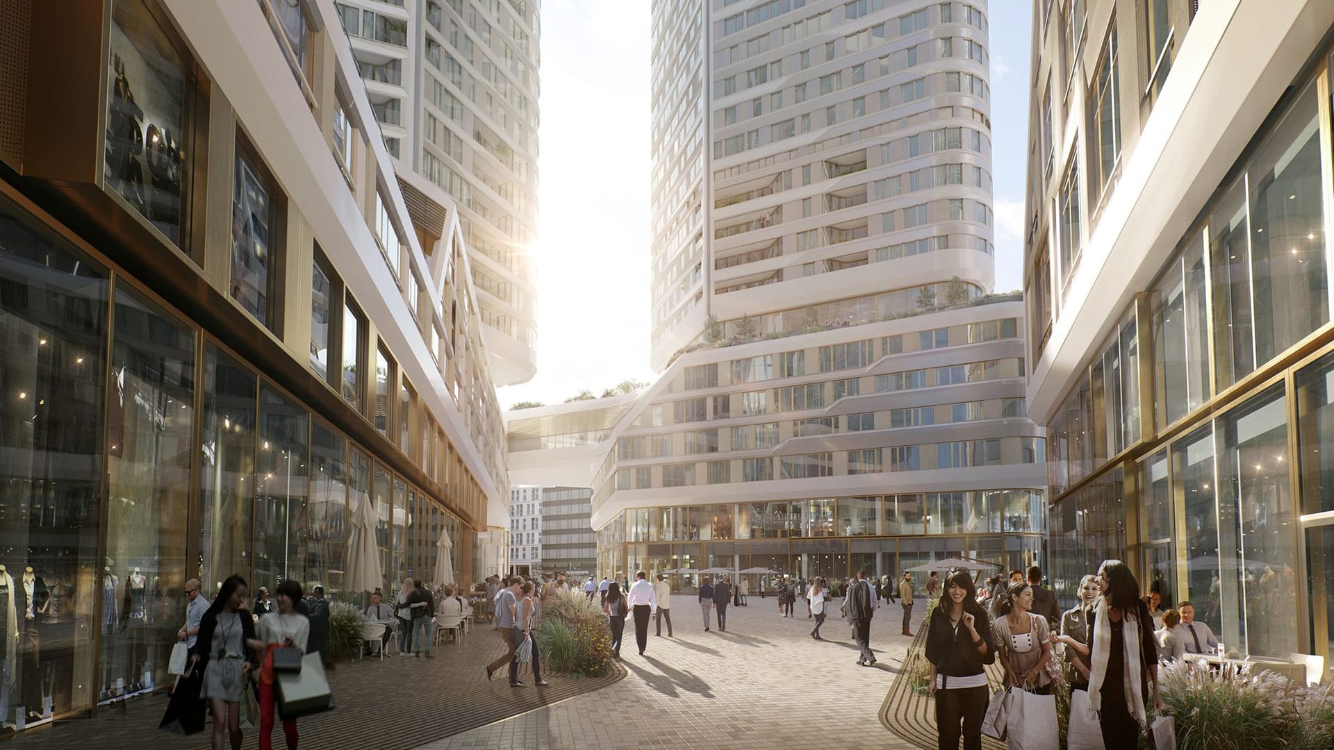 "Four Frankfurt" (Archivfoto): Die neue Food Hall soll Ende 2025 im Hochhaus-Ensemble eröffnet werden.
