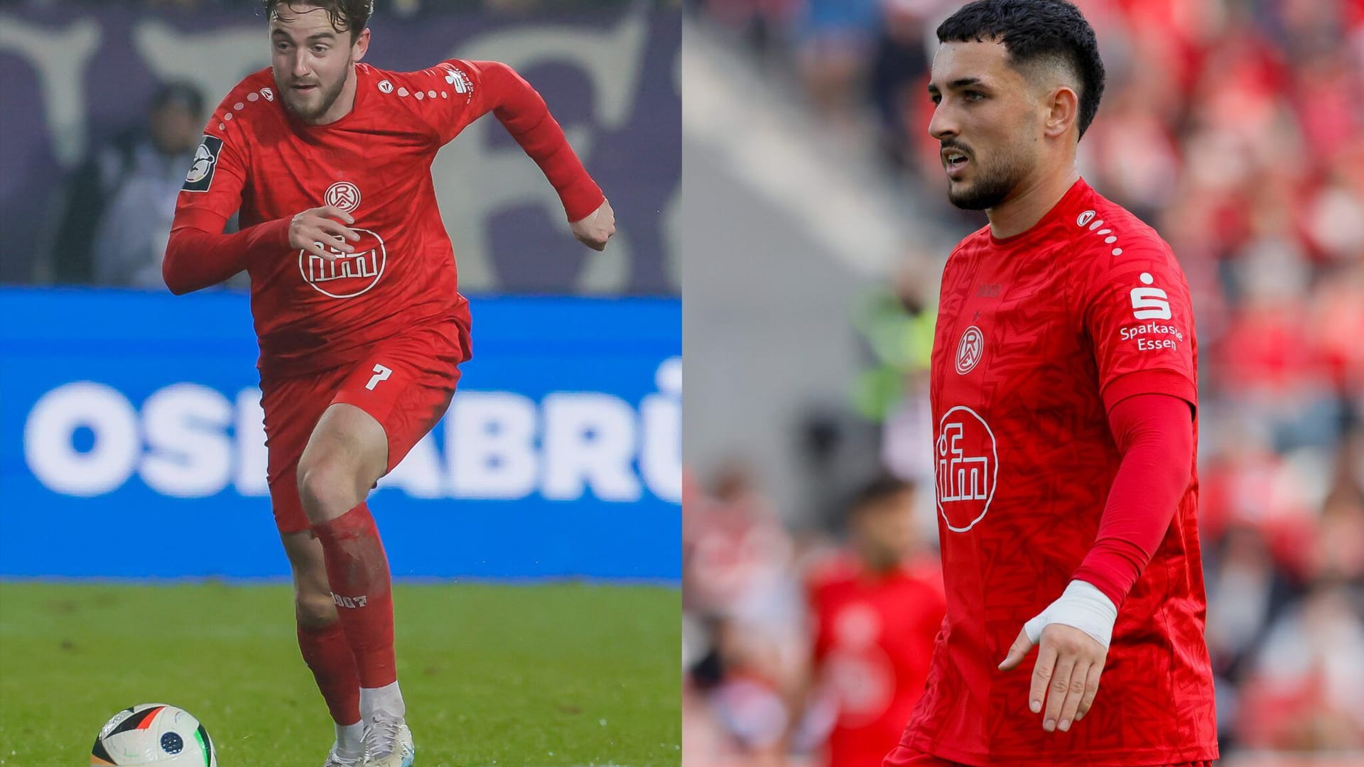 Robbie D’Haese (links) und Dion Berisha verlassen Rot-Weiss Essen und gehören in der Rückrunde nicht mehr zum Kader des Drittligisten.