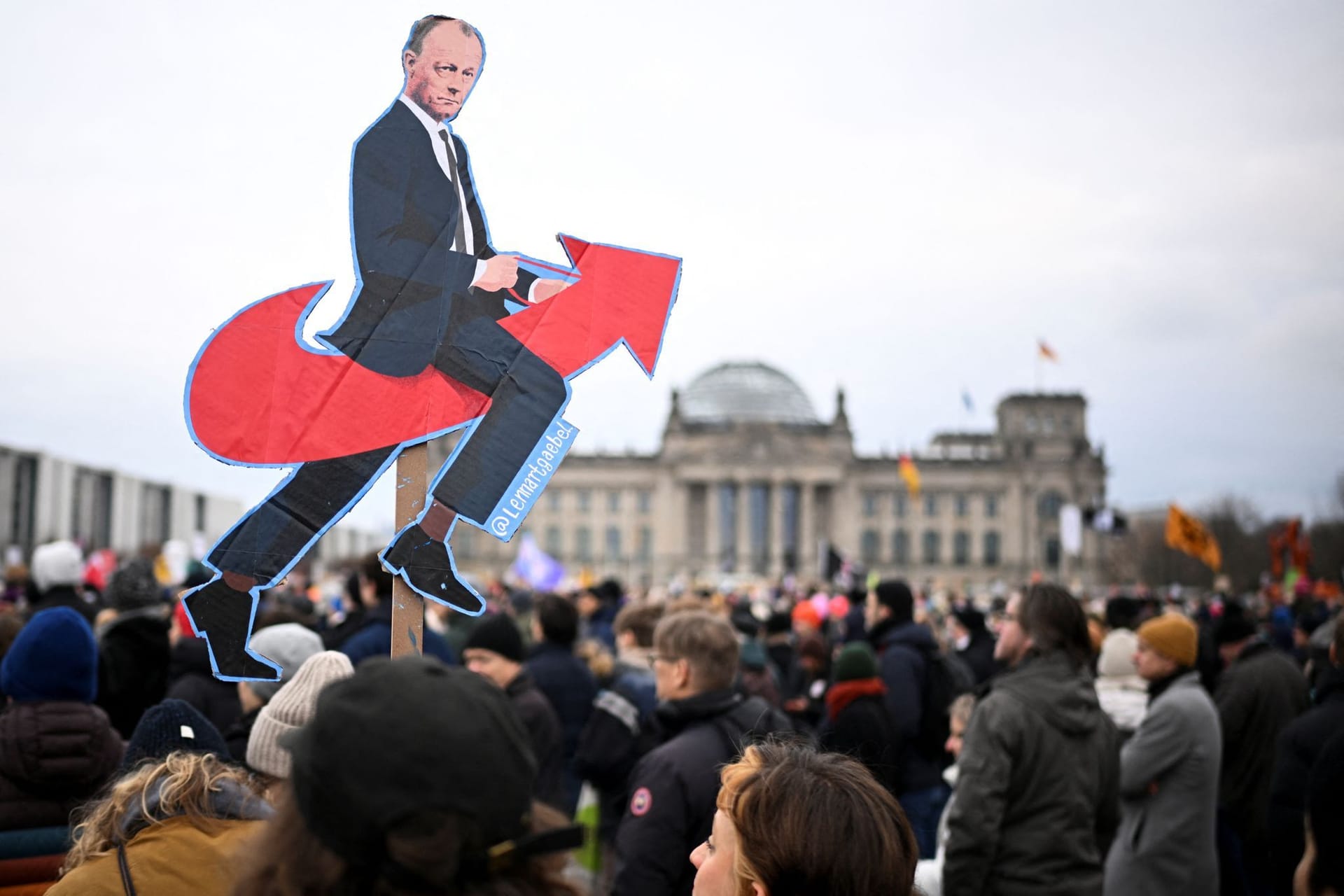 Protest against chancellor candidate Merz's plans to limit migration, in Berlin