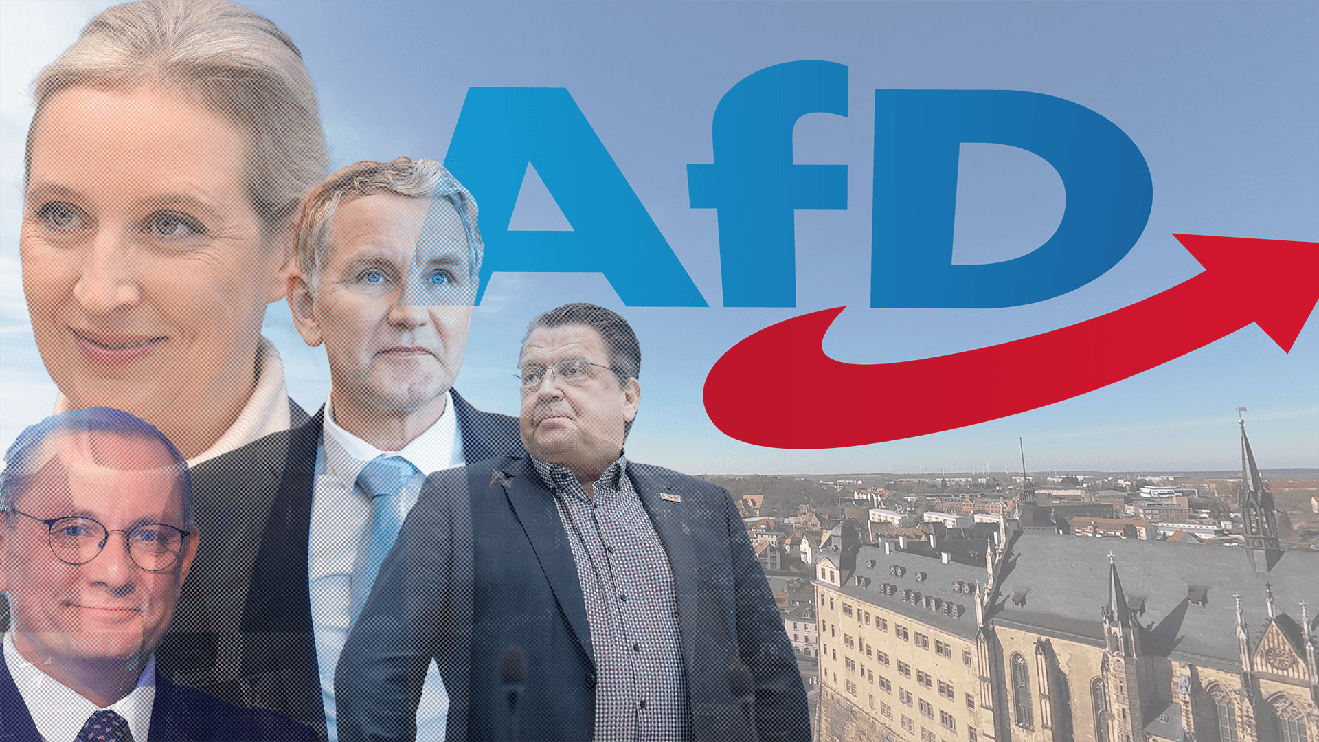 AfD-Verantwortliche vor dem Logo der AfD und der Stadt Altenburg