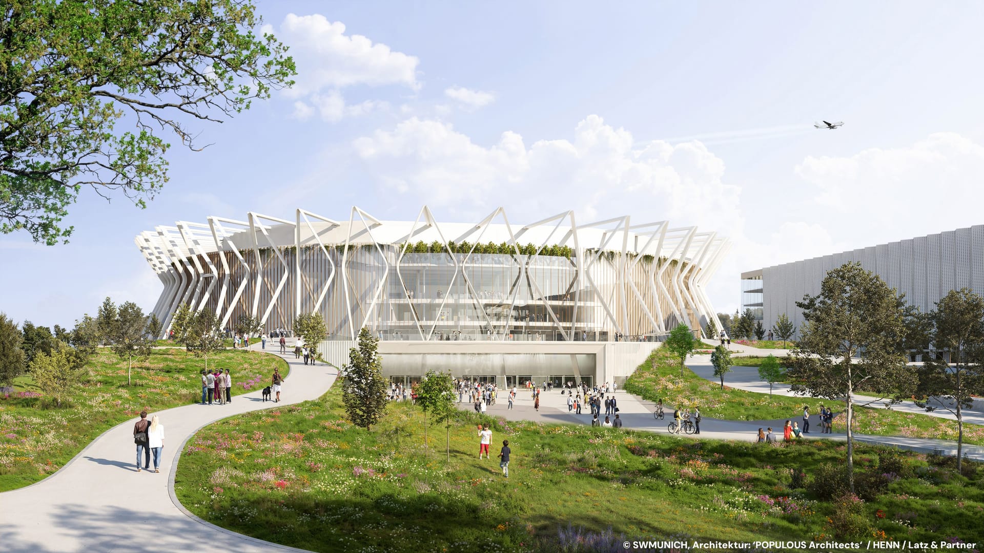 Die geplante "Arena in the Meadow" von außen: Londoner Architekten entwarfen die Konzerthalle.