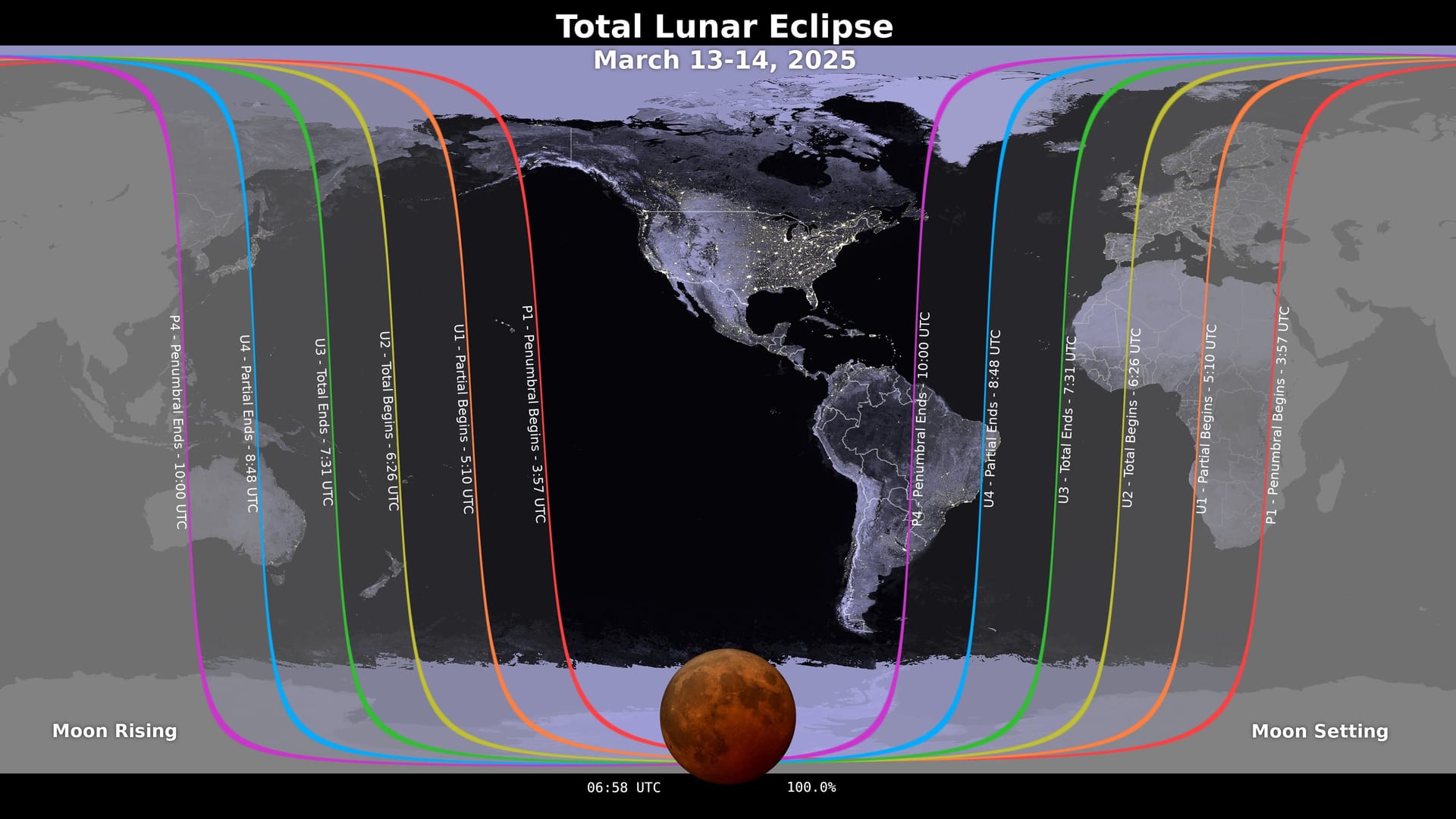 In Westeuropa, Afrika und den USA wird der Blutmond zu sehen sein.