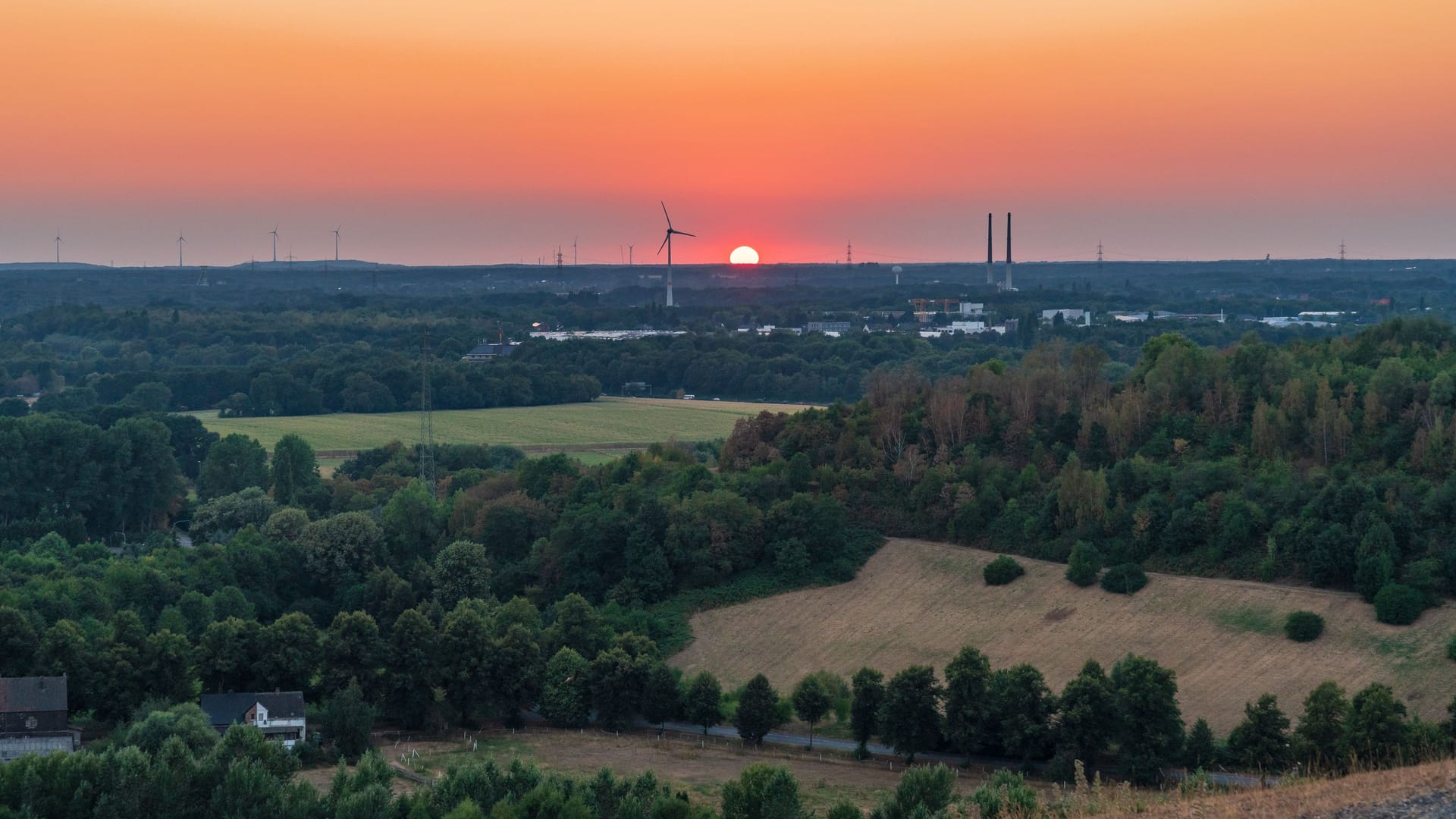 View from the Mottbruchhalde in Gladbeck, North Rhine-Westfalia, Germany