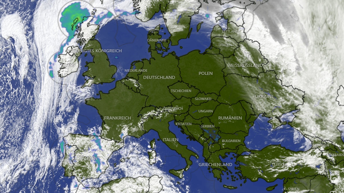 Die aktuelle Wetterlage über Europa: Ab Montag wird das Hoch verdrängt und kalte Luft aus dem Norden strömt nach Deutschland.