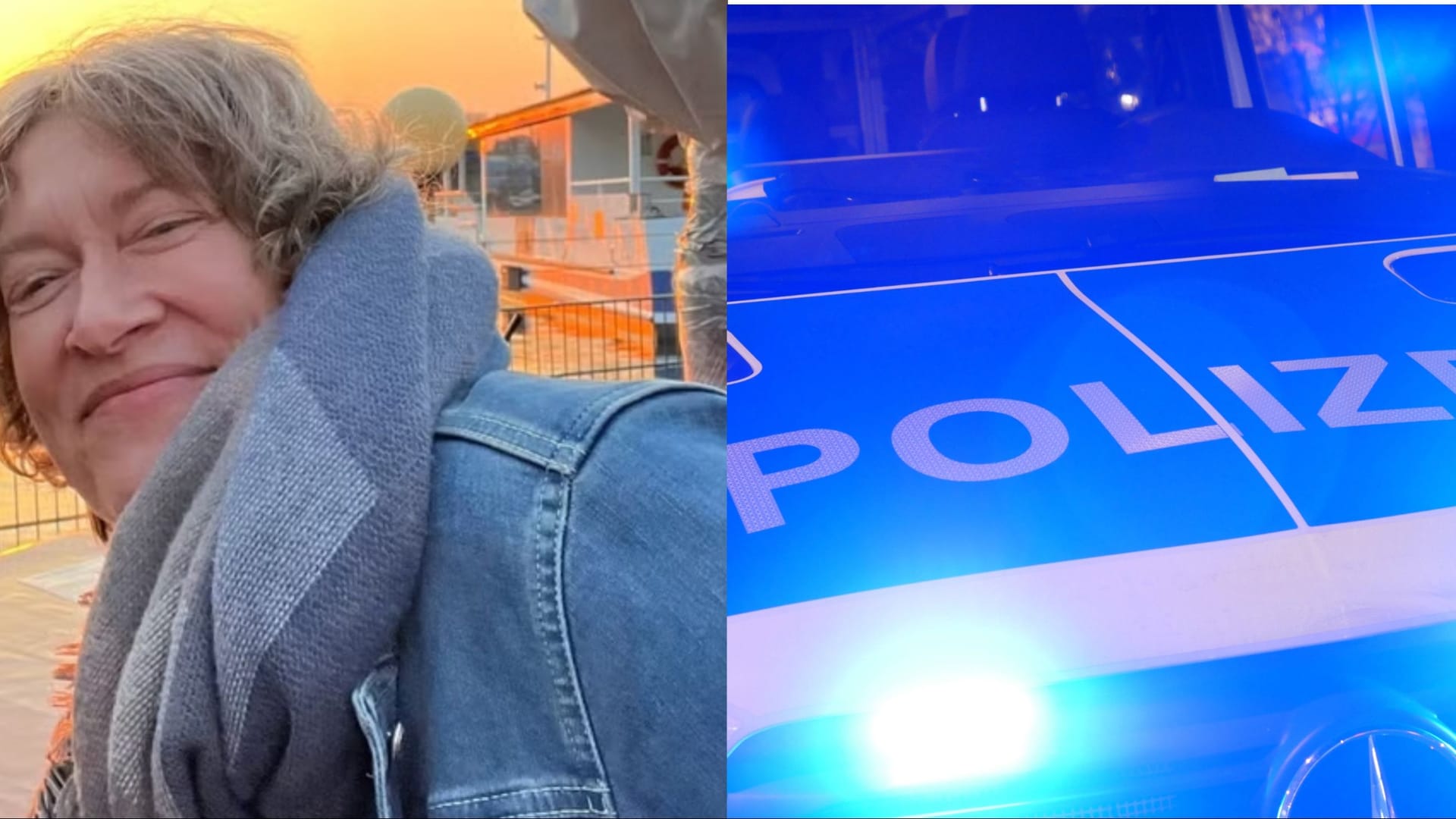 Die vermisste Frau, ein Polizeifahrzeug im Einsatz (Symbolbild): Sie könnte aufgrund einer Erkrankung in Not sein.