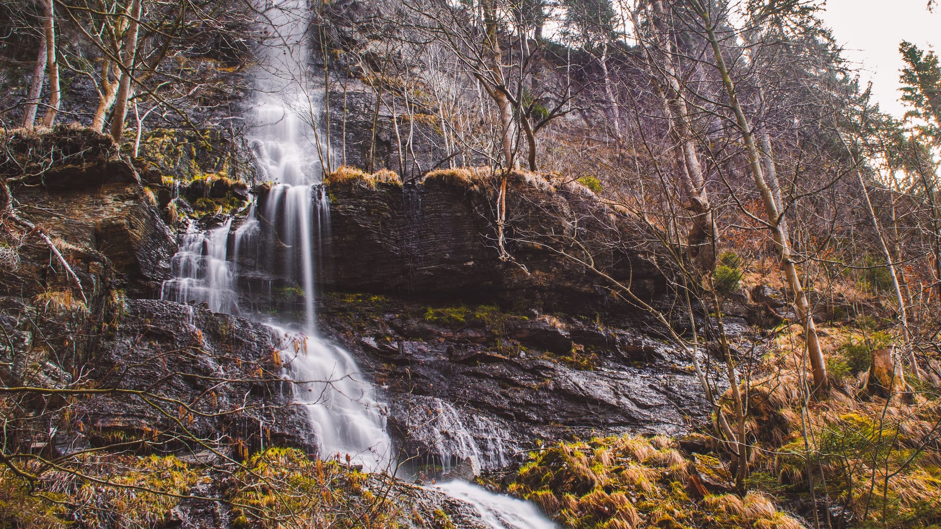 Romkerhalle Waterfall at Romkeklippe. High scenic waterfall near Goslar at Harz Mountains National Park, Germany