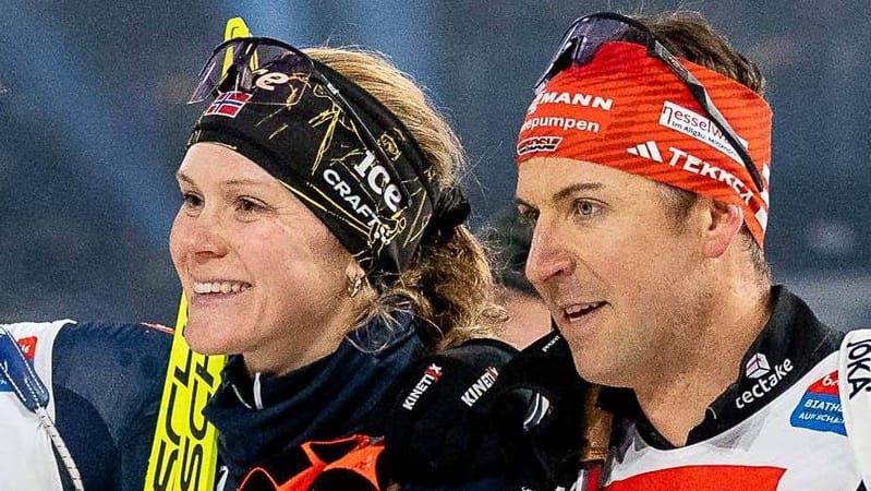 Karoline Offigstadt Knotten und Philipp Nawrath (r.): Beide Biathleten nahmen am Wettbewerb auf Schalke Ende Dezember teil.