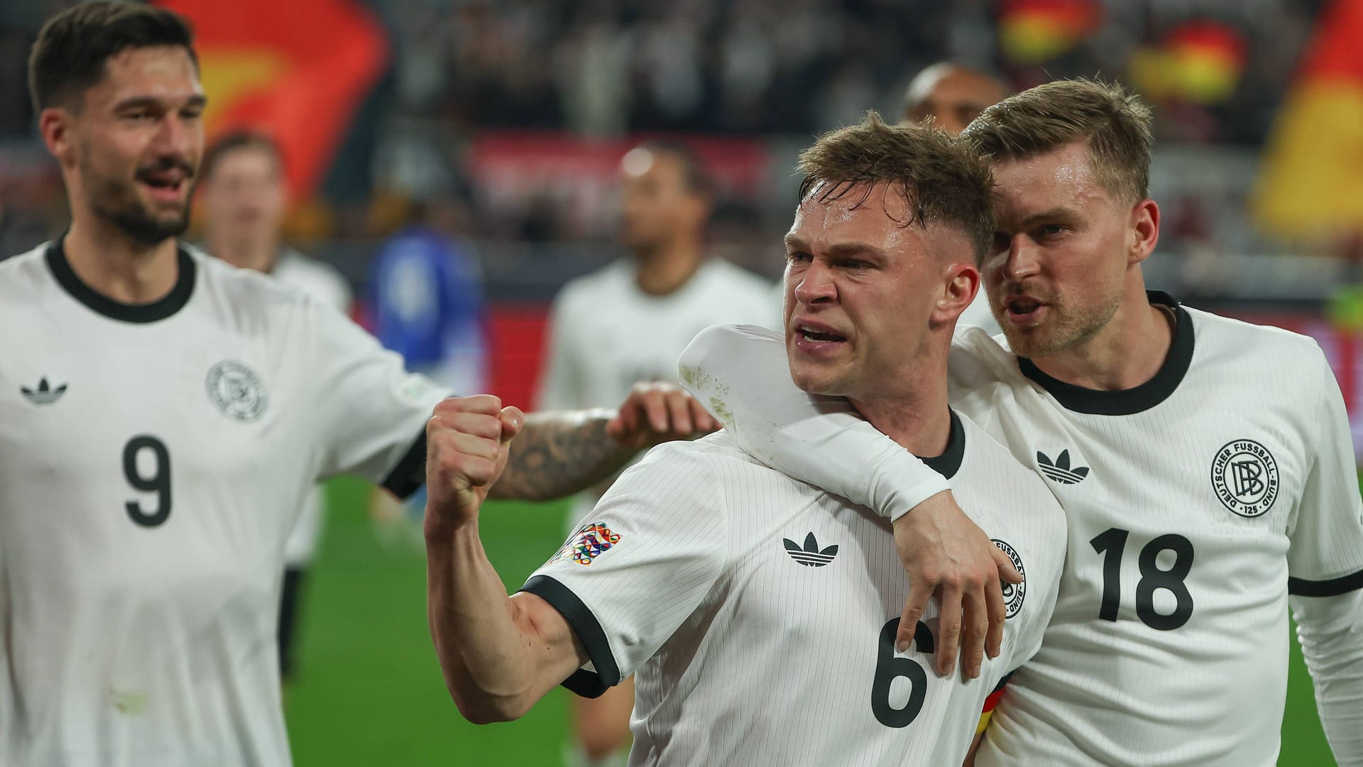 Starke Leistung: DFB-Kapitän Joshua Kimmich jubelt im Rückspiel gegen Italien.